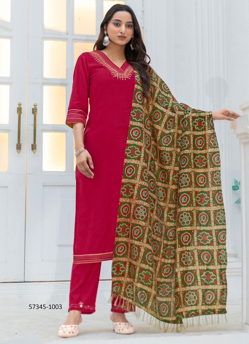NIKITA - Catalog # 57345 (Set of 4 Readymade Salwar Suits) by Brand MITTOO
