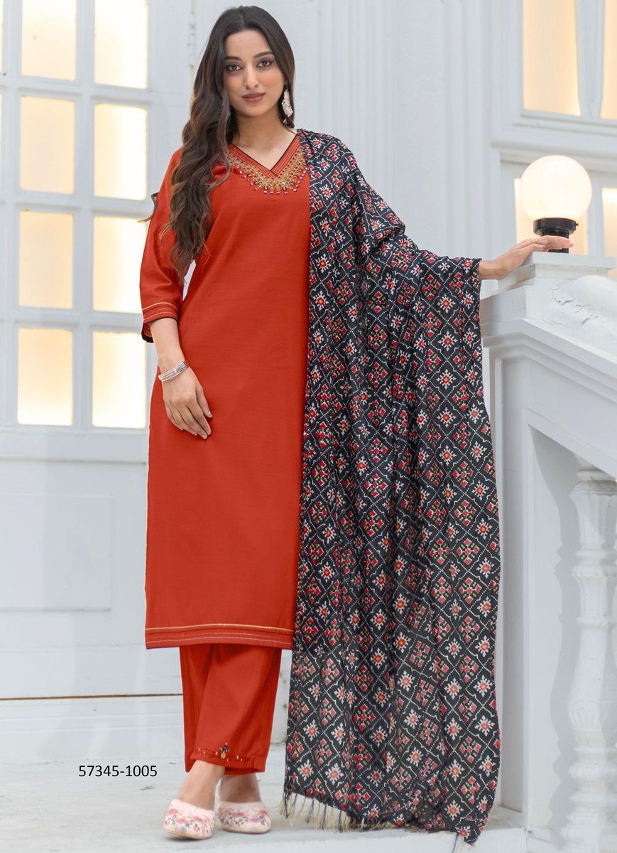 NIKITA - Catalog # 57345 (Set of 4 Readymade Salwar Suits) by Brand MITTOO