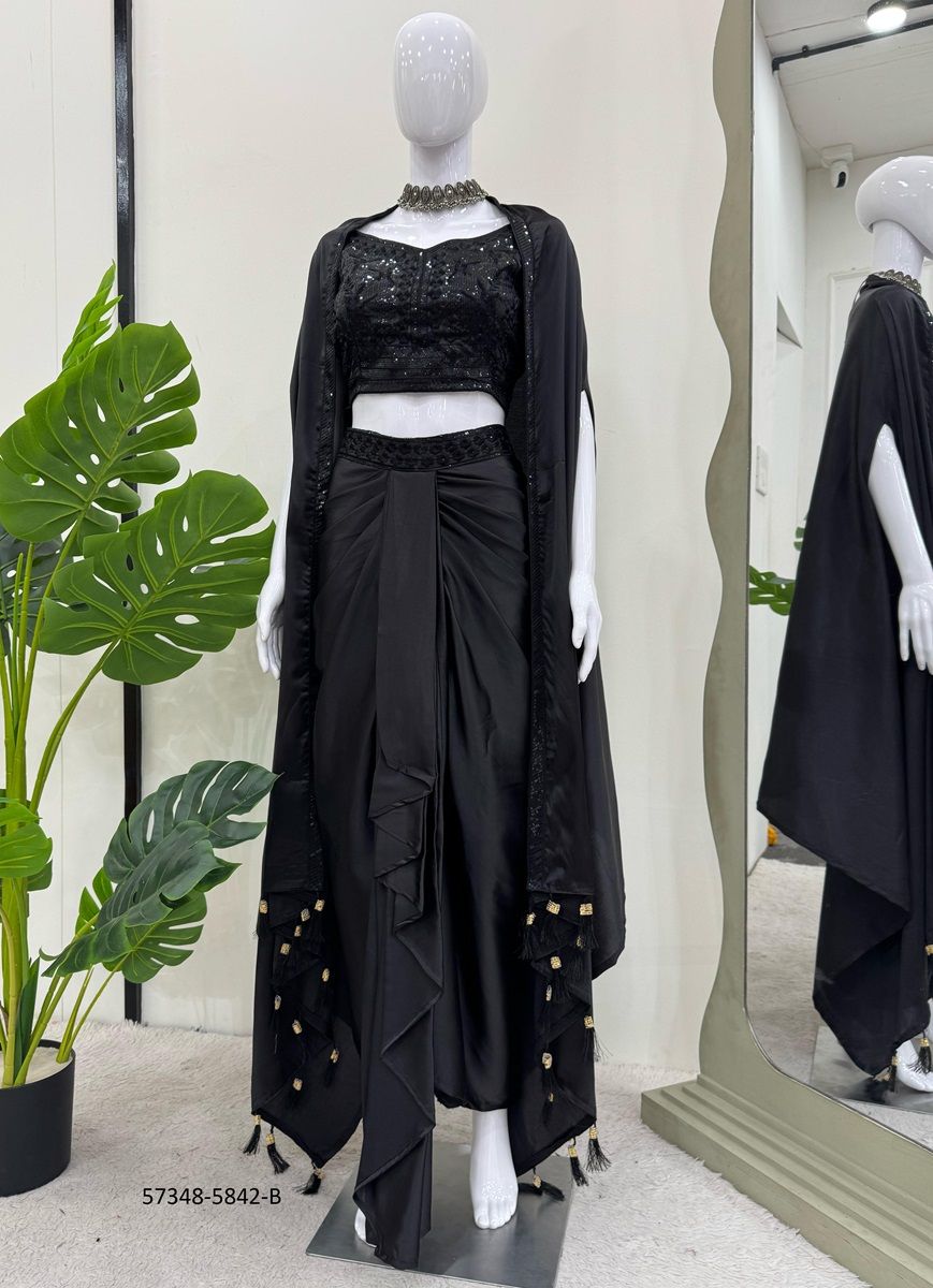 DHOTI CHOLI SHRUG - Catalog # 57348 (Set of 2 Indo-Western Outfits) by Brand STROLLAY ®