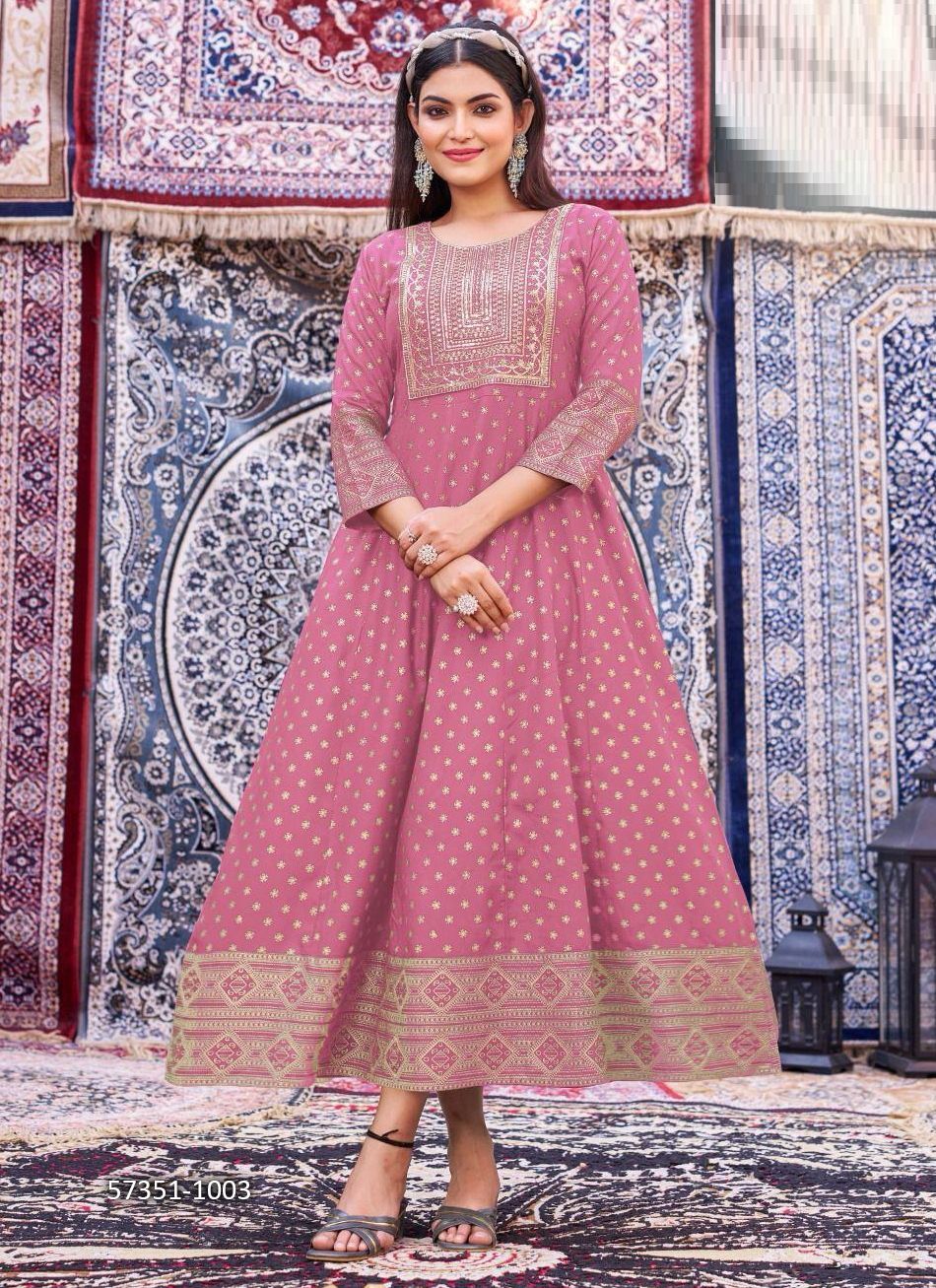 BUTTERFLY - Catalog # 57351 (Set of 8 Readymade Women's Kurtis / Tops) by Brand BLUE HILLS