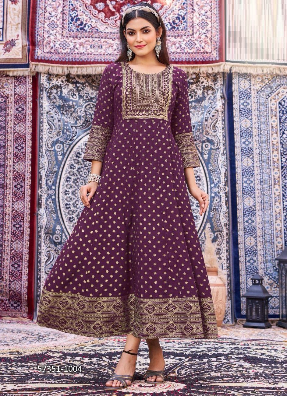 BUTTERFLY - Catalog # 57351 (Set of 8 Readymade Women's Kurtis / Tops) by Brand BLUE HILLS