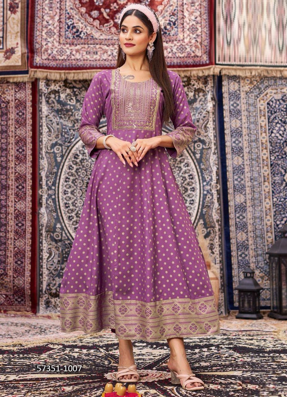 BUTTERFLY - Catalog # 57351 (Set of 8 Readymade Women's Kurtis / Tops) by Brand BLUE HILLS