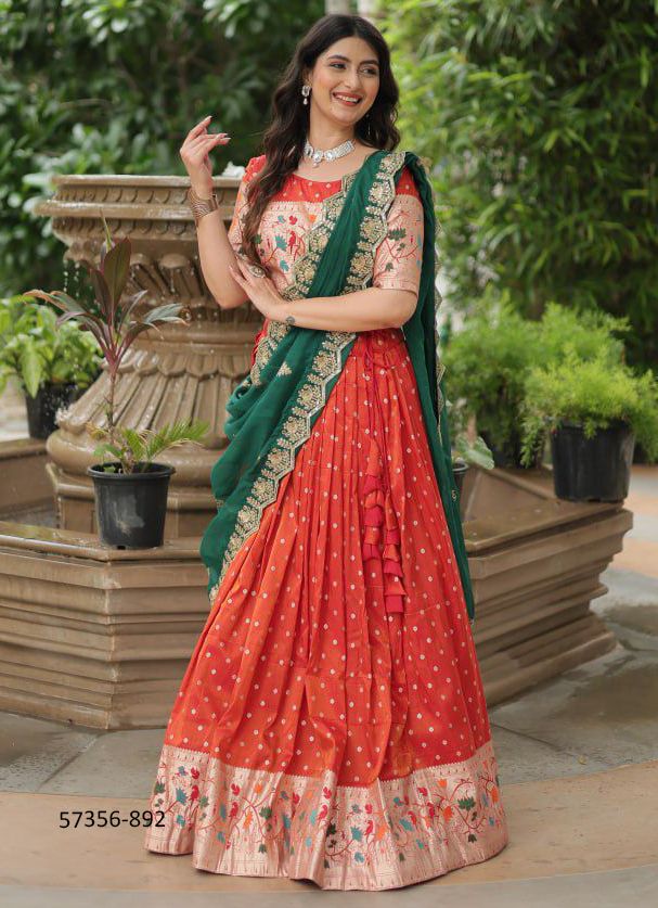 COSMOS - Catalog # 57356 (Set of 3 Semi-Stitched Lehengas) by Brand STROLLAY ®