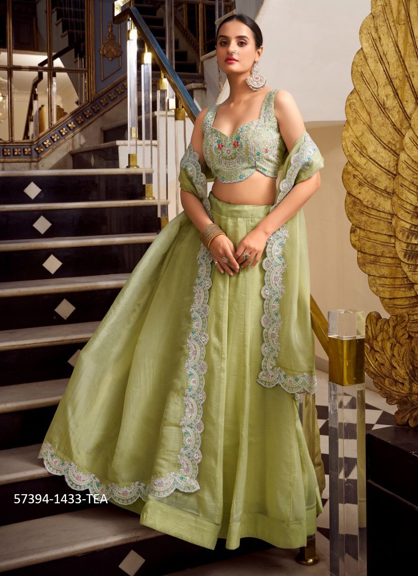 AYRA - Catalog # 57394 (Set of 4 Semi-Stitched Lehengas) by Brand STROLLAY ®