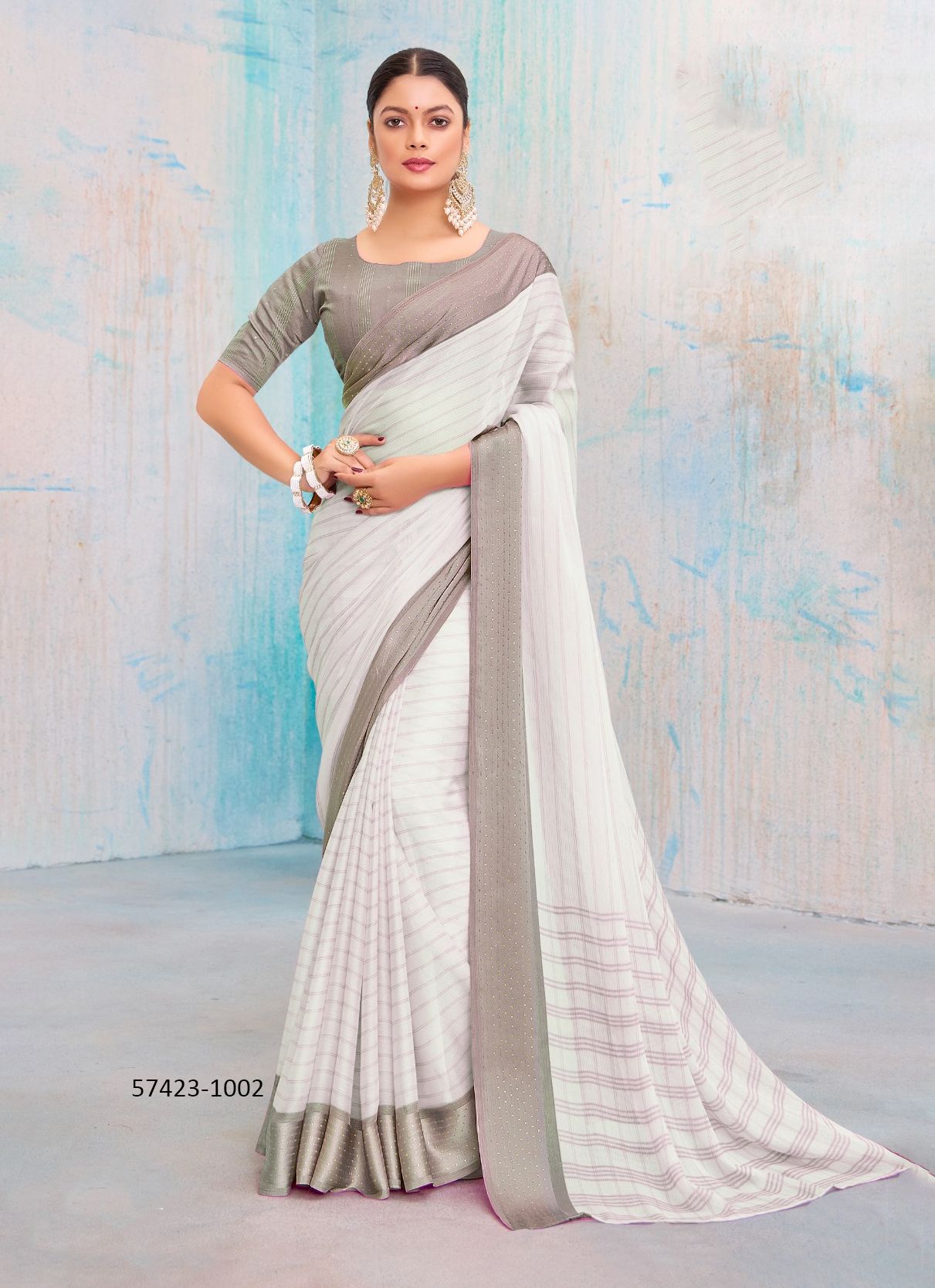 LEESA DHAGA - Catalog # 57423 (Set of 10 Sarees) by Brand SR SAREES