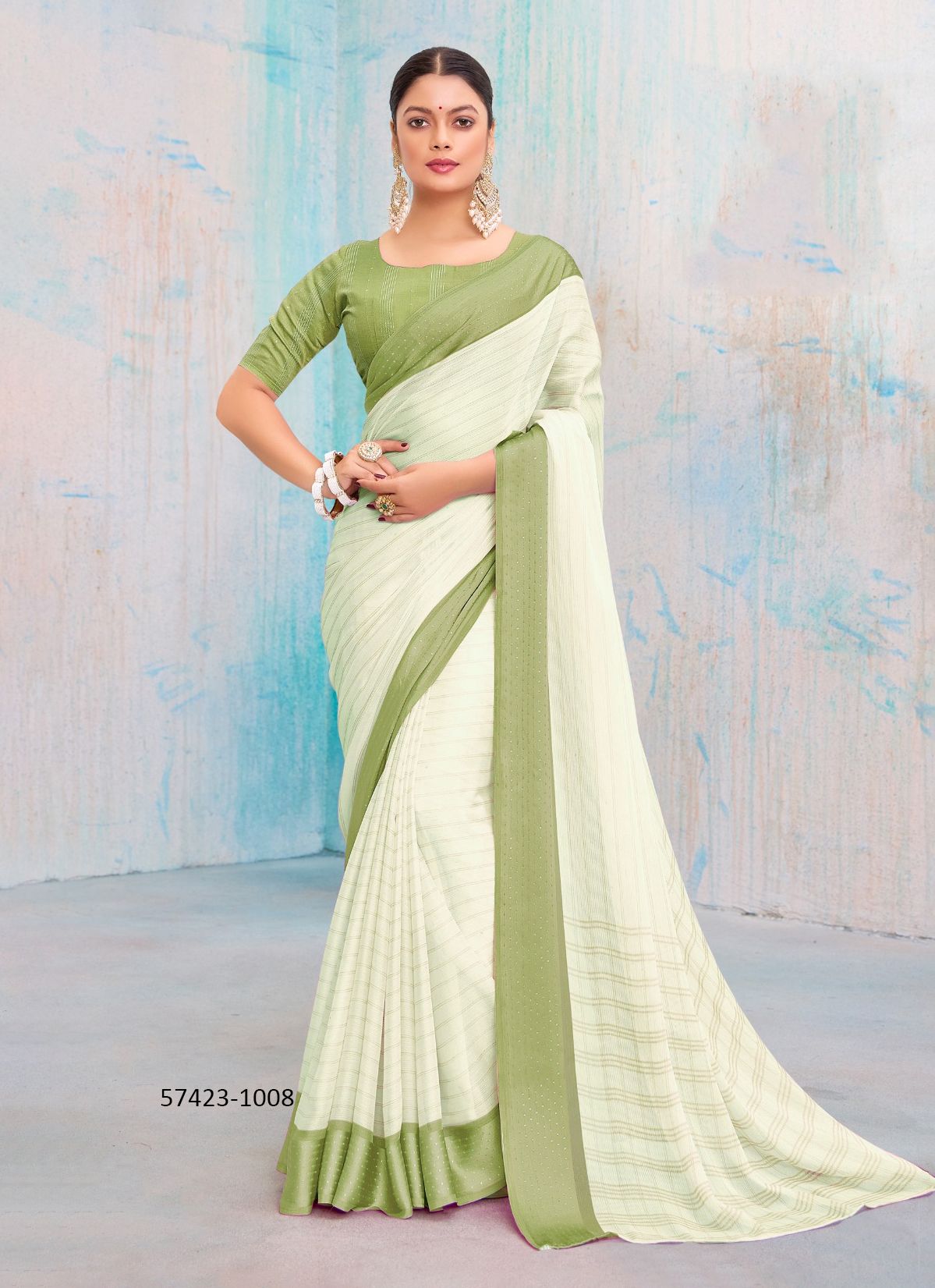 LEESA DHAGA - Catalog # 57423 (Set of 10 Sarees) by Brand SR SAREES