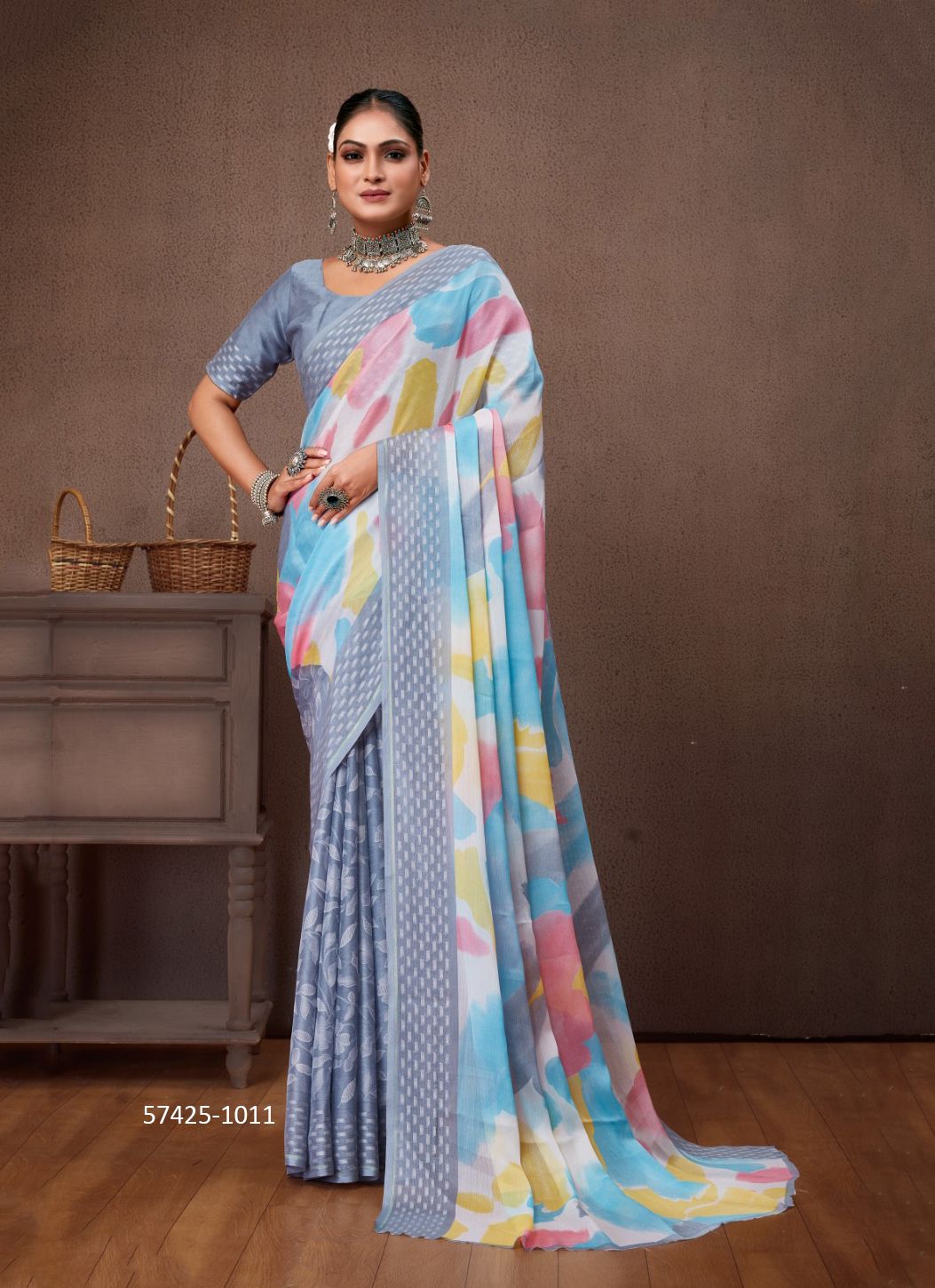 AAVI DHAGA 2 - Catalog # 57425 (Set of 8 Sarees) by Brand SR SAREES