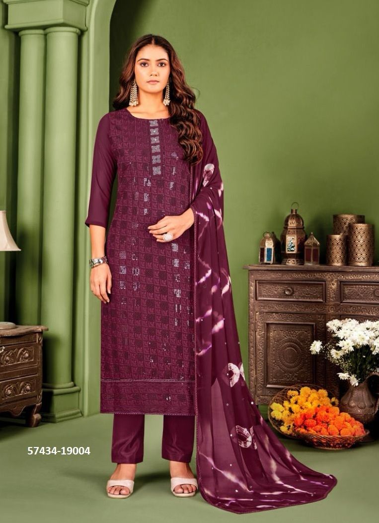 ZULFAT 6 - Catalog # 57434 (Set of 8 Readymade Salwar Suits) by Brand STROLLAY ®