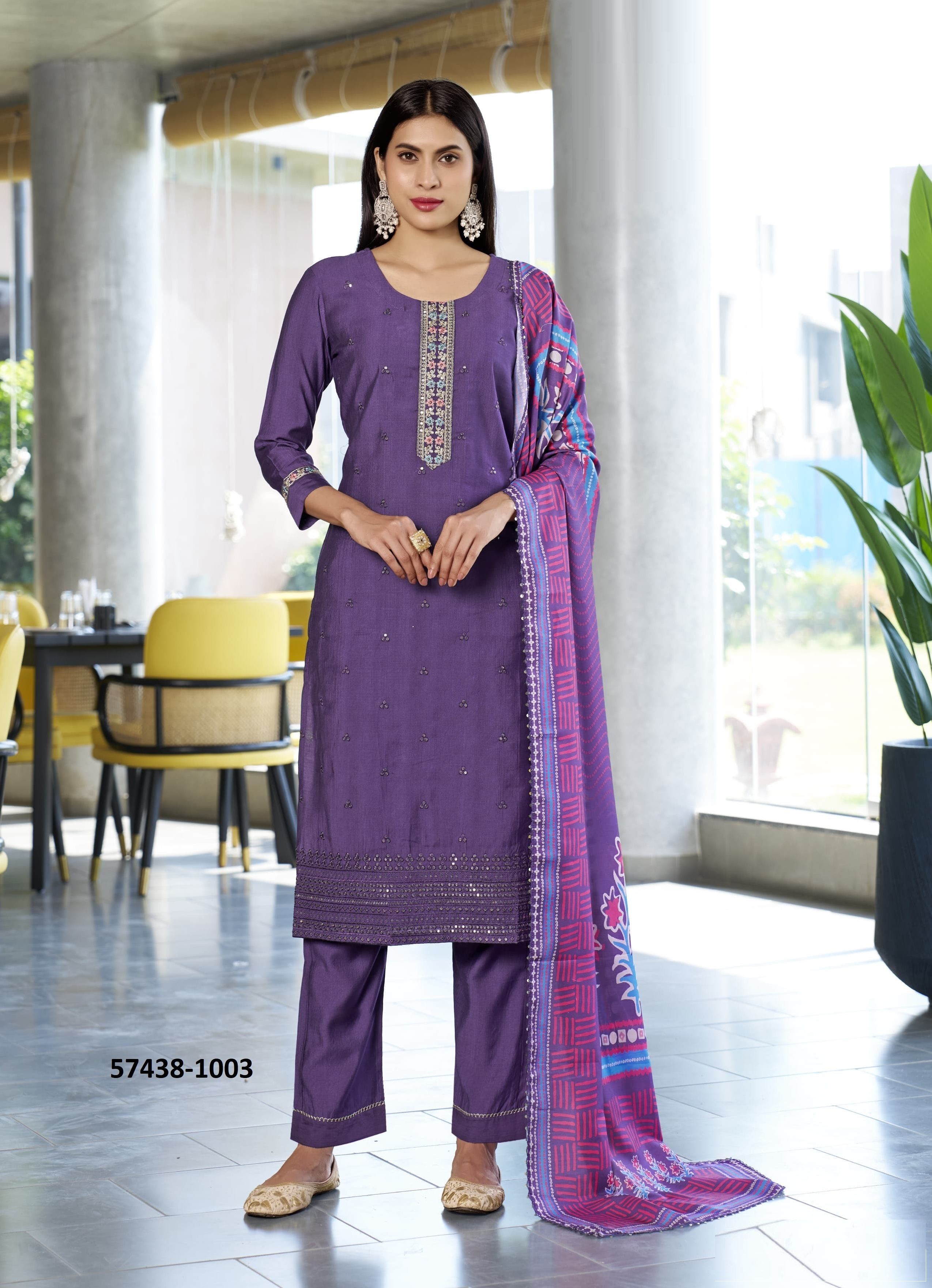 MILLY - Catalog # 57438 (Set of 6 Readymade Salwar Suits) by Brand WOODEE AHMEDABAD