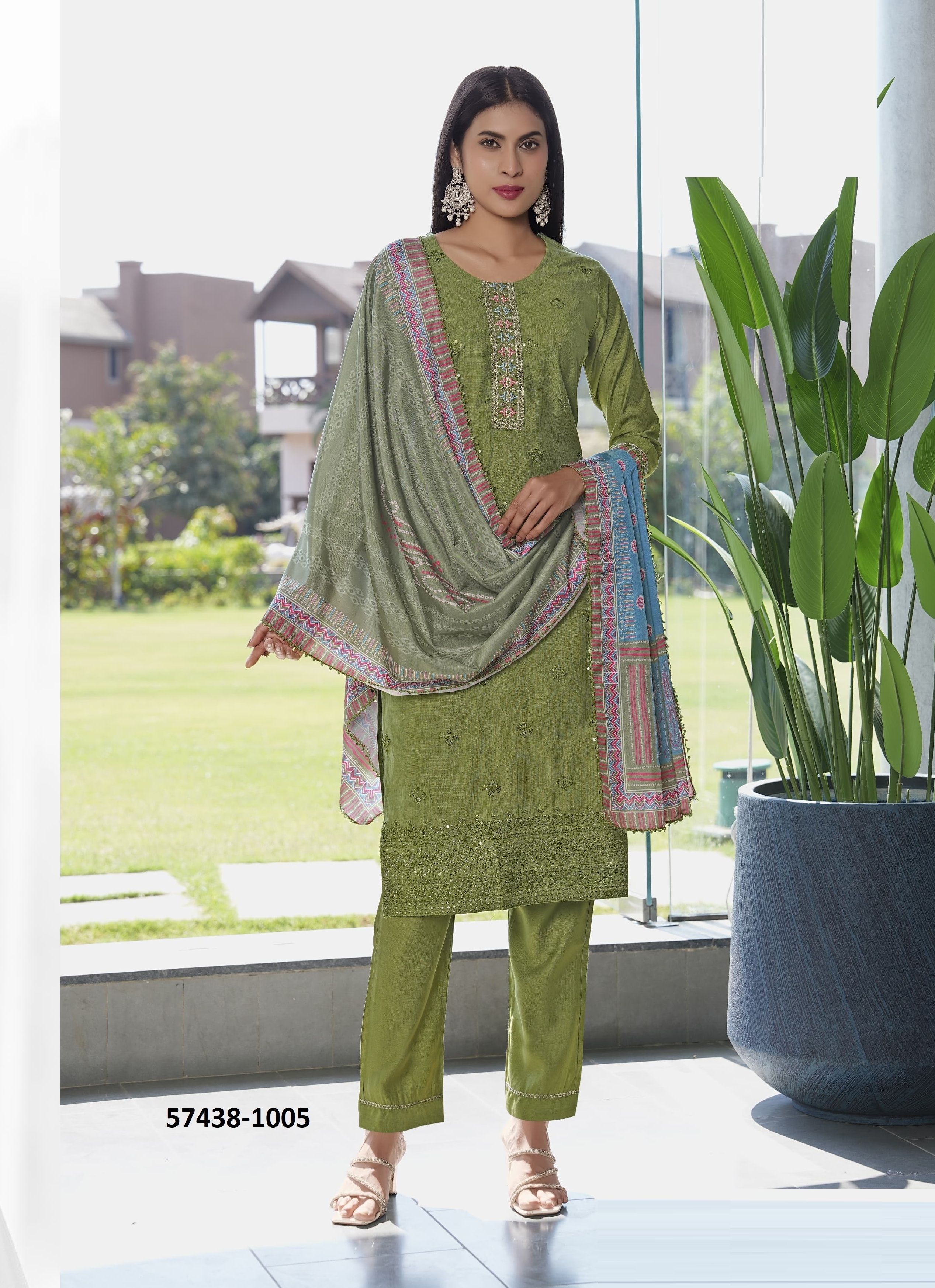 MILLY - Catalog # 57438 (Set of 6 Readymade Salwar Suits) by Brand WOODEE AHMEDABAD