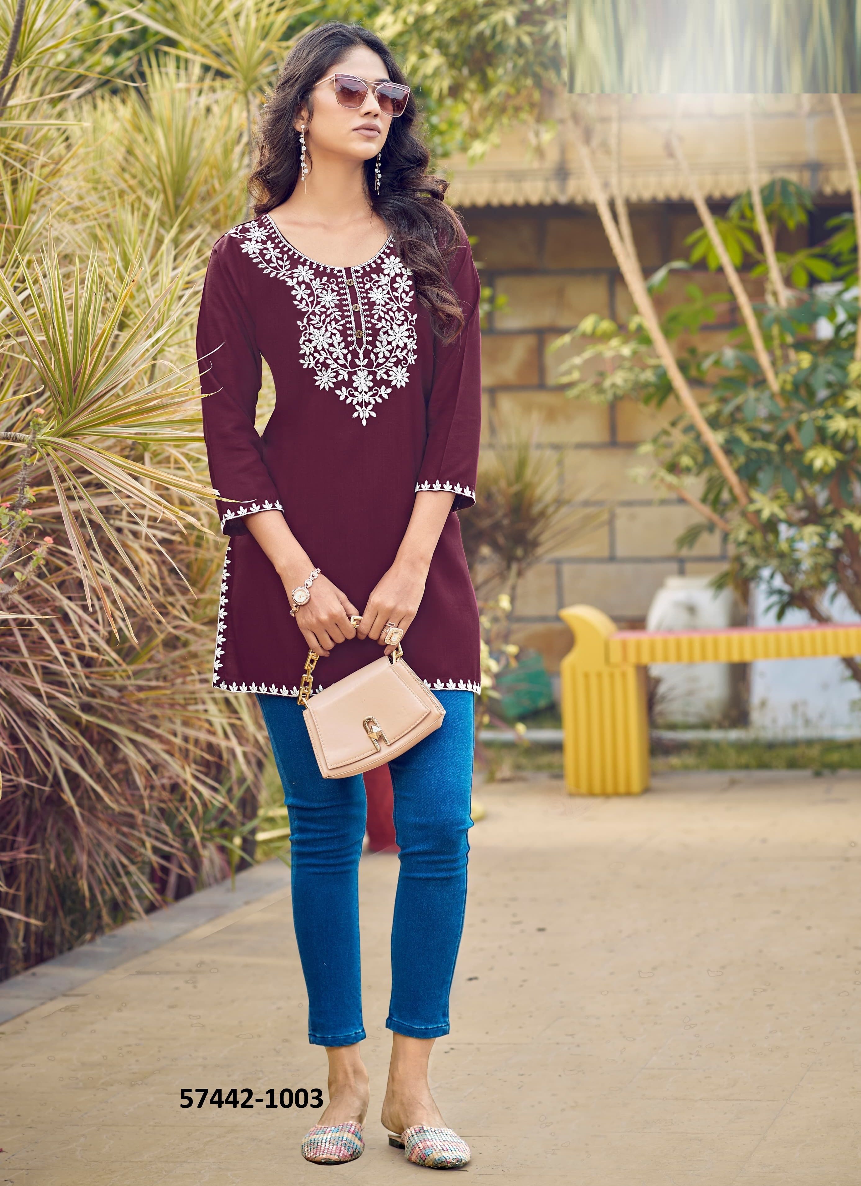 NORA 6 - Catalog # 57442 (Set of 6 Readymade Women's Kurtis / Tops) by Brand OSSM