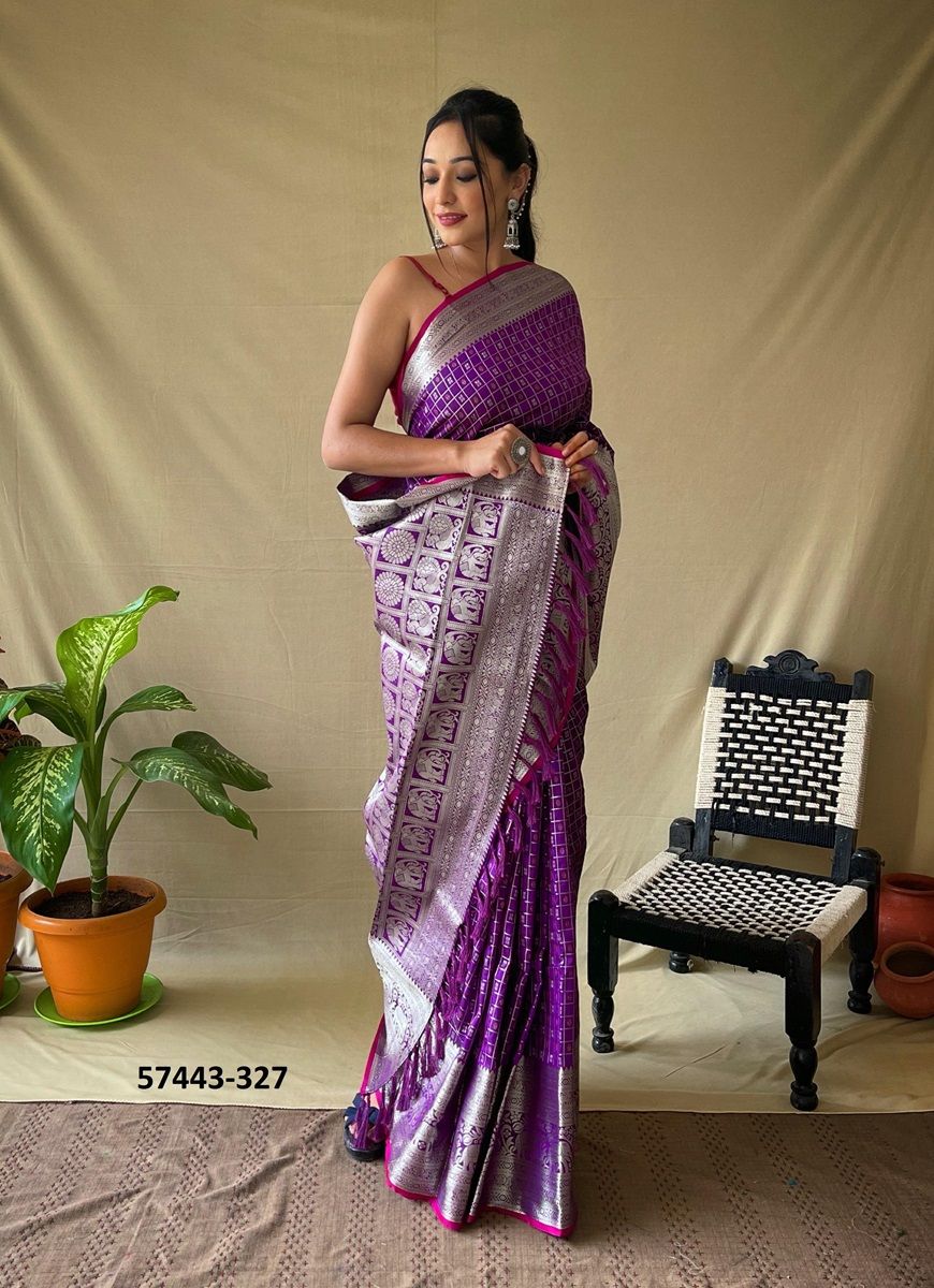 SHEER & SHINY - Catalog # 57443 (Set of 7 Sarees) by Brand STROLLAY ®