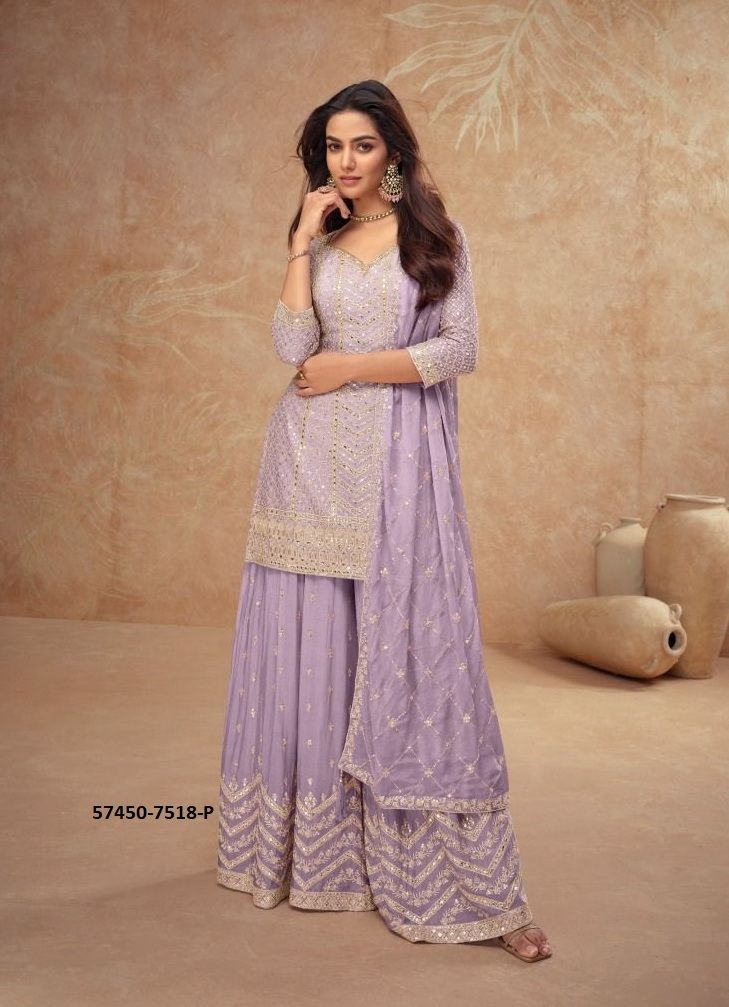 PALAK 4 - Catalog # 57450 (Set of 4 Readymade Salwar Suits) by Brand GULKAYRA DESIGNER