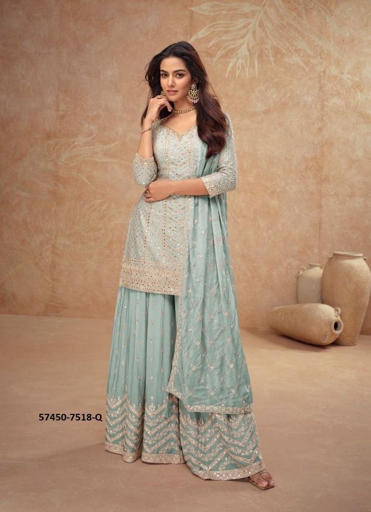 PALAK 4 - Catalog # 57450 (Set of 4 Readymade Salwar Suits) by Brand GULKAYRA DESIGNER