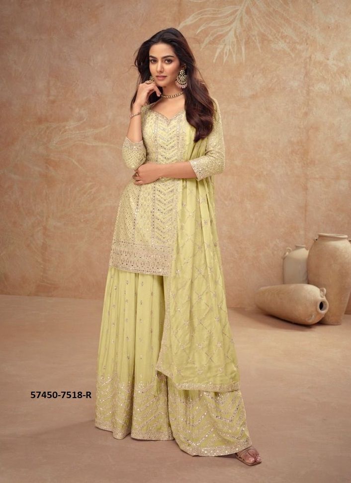 PALAK 4 - Catalog # 57450 (Set of 4 Readymade Salwar Suits) by Brand GULKAYRA DESIGNER