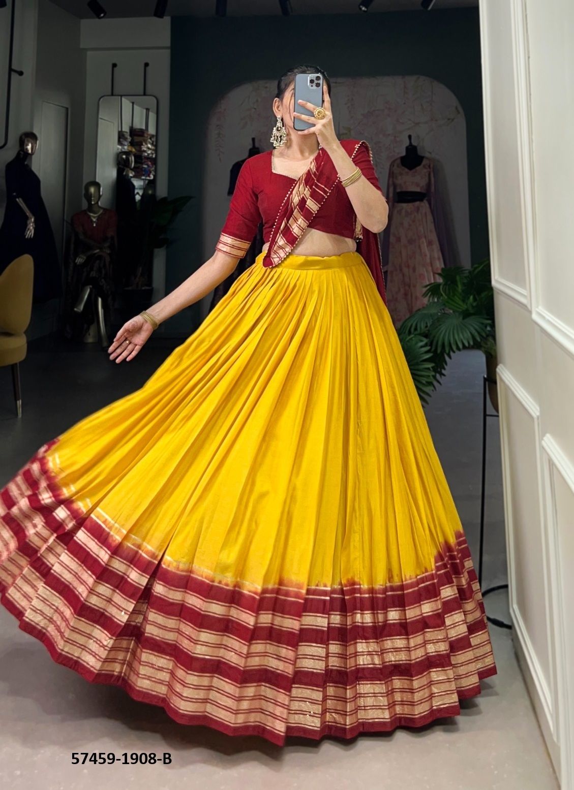 SERIES 1908 - Catalog # 57459 (Set of 4 Semi-Stitched Lehengas) by Brand STROLLAY ®