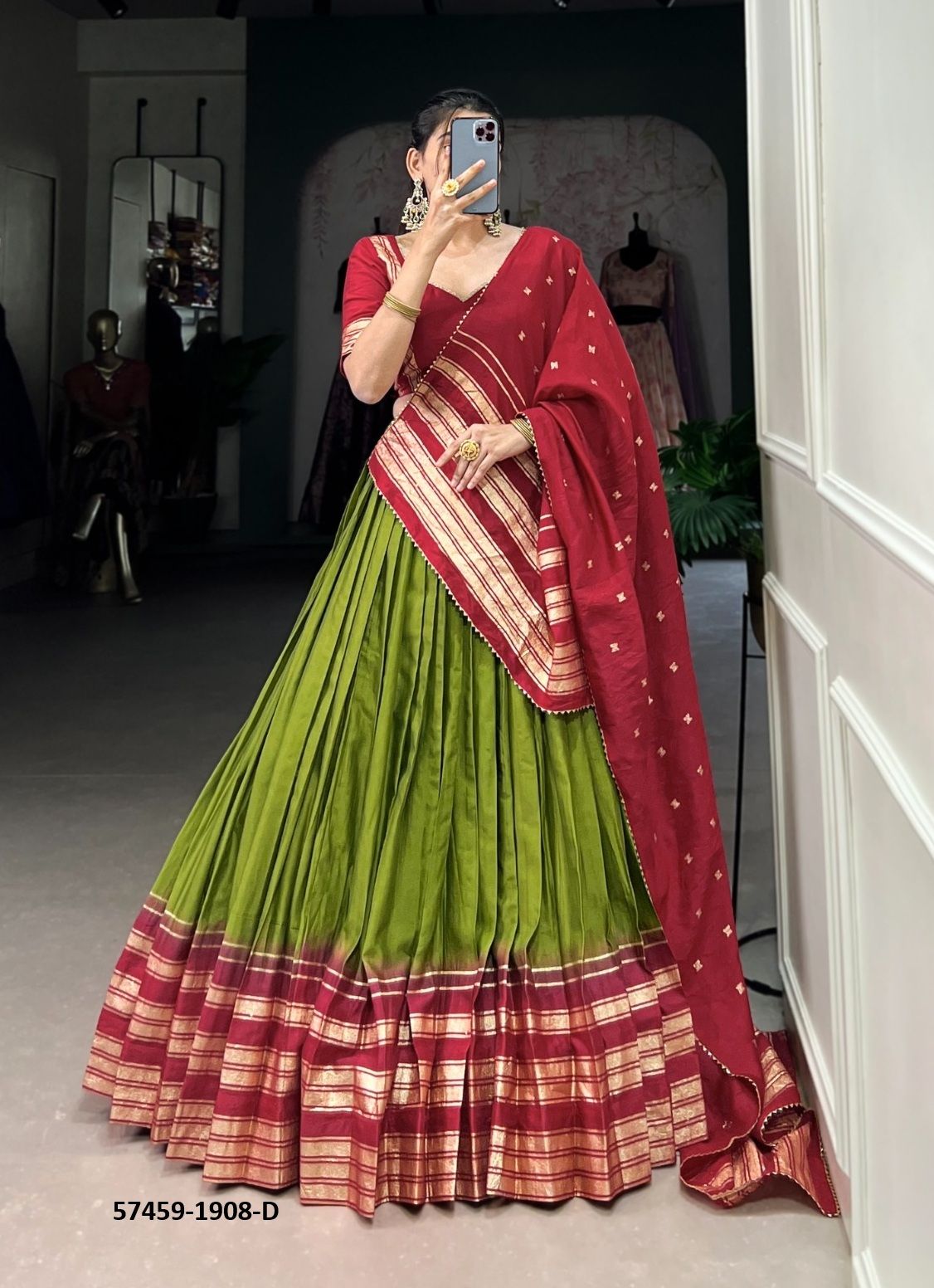SERIES 1908 - Catalog # 57459 (Set of 4 Semi-Stitched Lehengas) by Brand STROLLAY ®