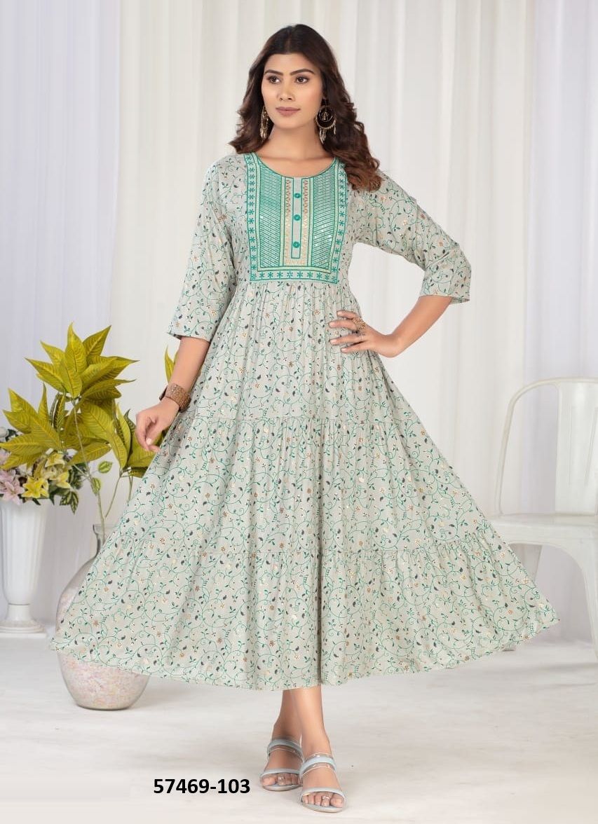 WILSON - Catalog # 57469 (Set of 6 Readymade Women's Kurtis / Tops) by Brand DEE CEE