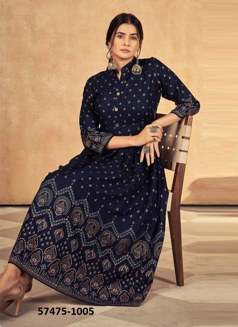 WALKAWAY TRENDZ - Catalog # 57475 (Set of 8 Readymade Women's Kurtis / Tops) by Brand BLUE HILLS