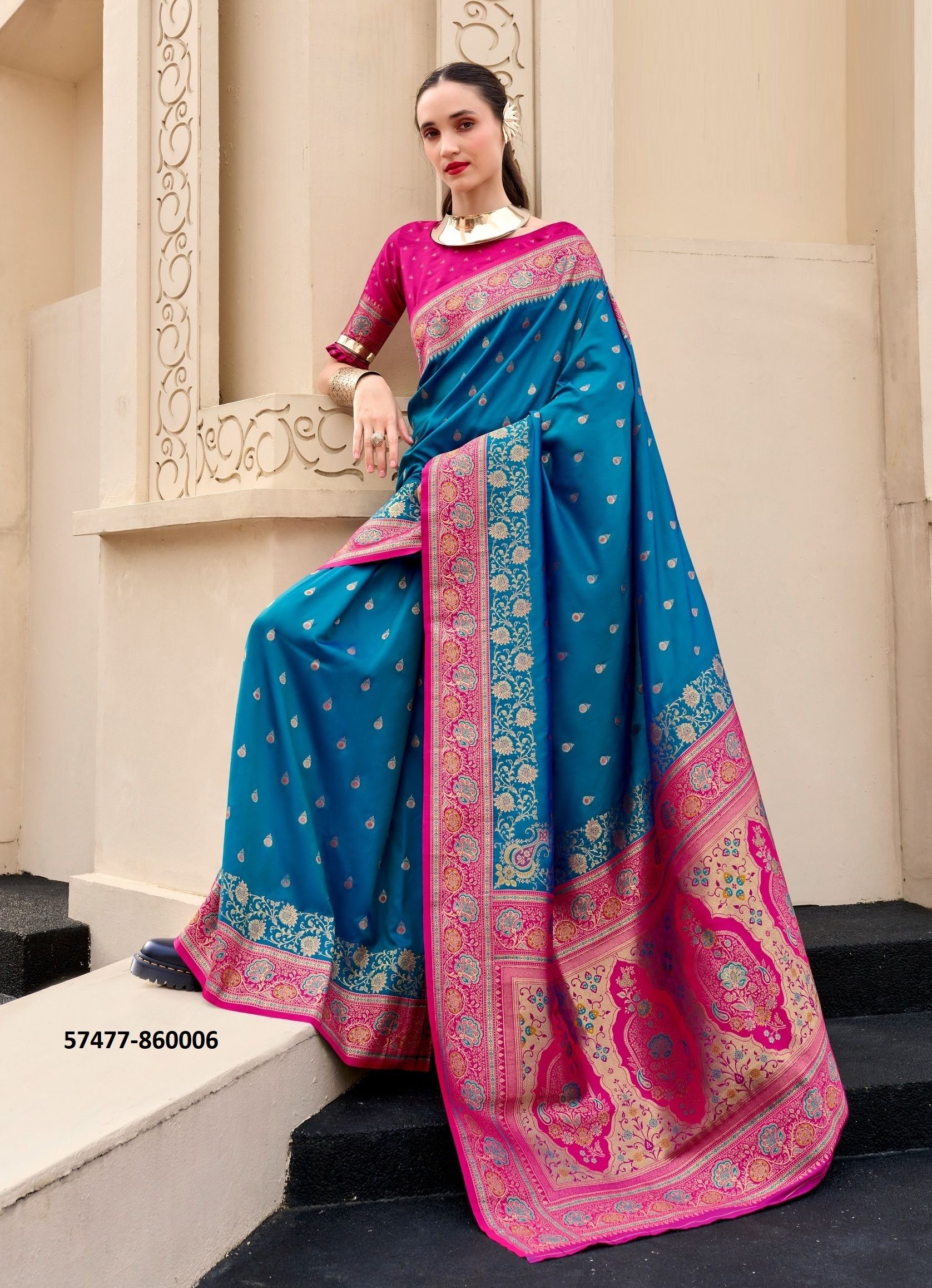 SOUNDARYA SILK - Catalog # 57477 (Set of 8 Sarees) by Brand STROLLAY ®