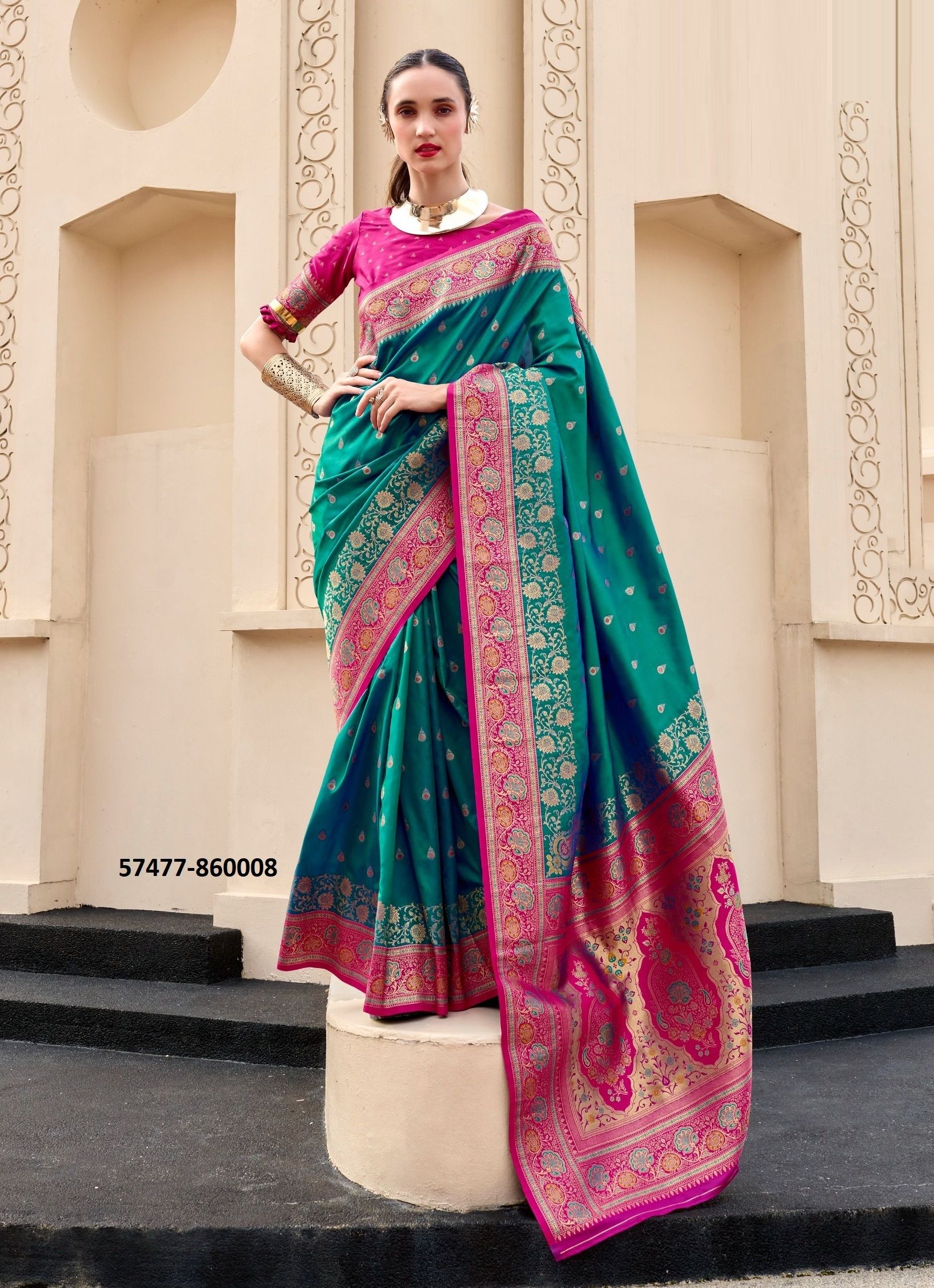 SOUNDARYA SILK - Catalog # 57477 (Set of 8 Sarees) by Brand STROLLAY ®