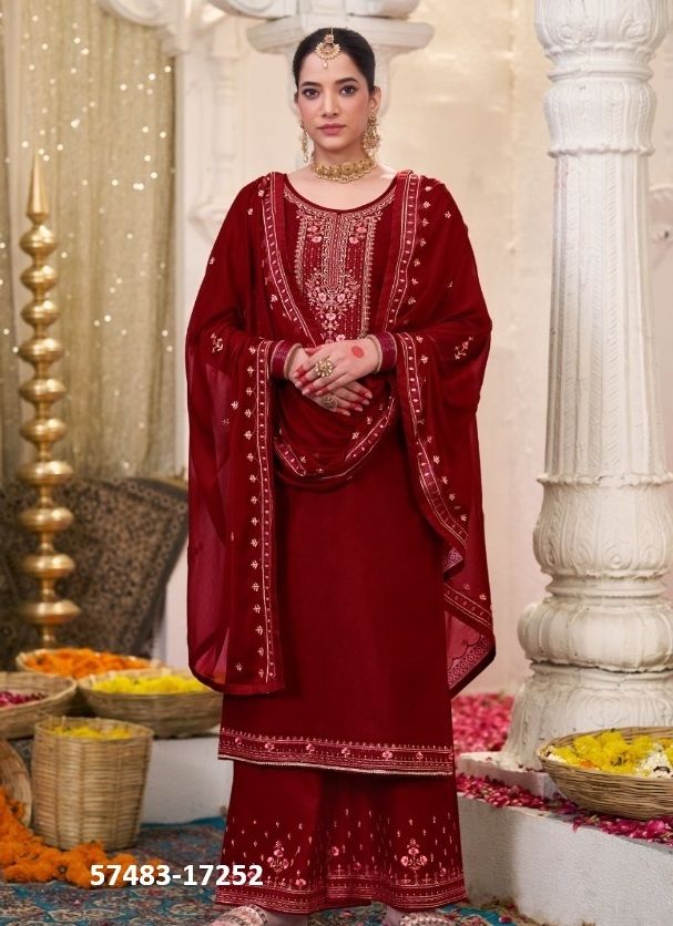 LAADU - Catalog # 57483 (Set of 6 Semi-Stitched / Un-Stitched Suits) by Brand AAA BY KALARANG
