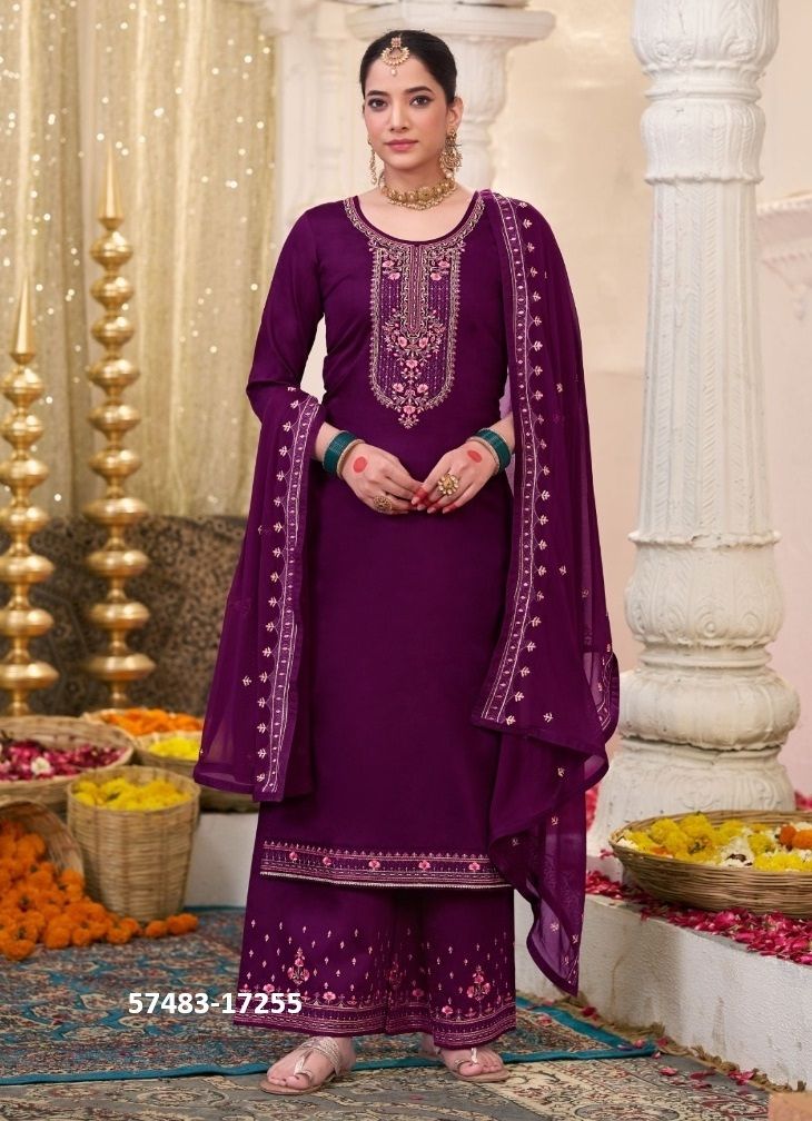 LAADU - Catalog # 57483 (Set of 6 Semi-Stitched / Un-Stitched Suits) by Brand AAA BY KALARANG