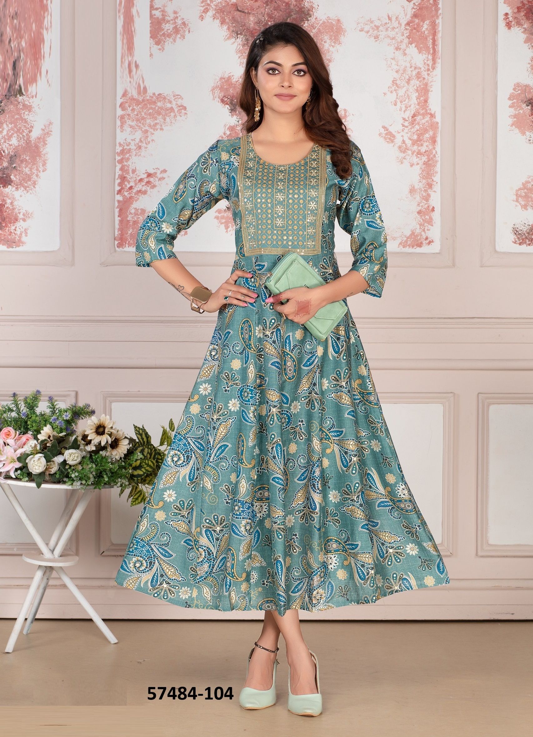 ANGEL - Catalog # 57484 (Set of 6 Readymade Women's Kurtis / Tops) by Brand DEE CEE