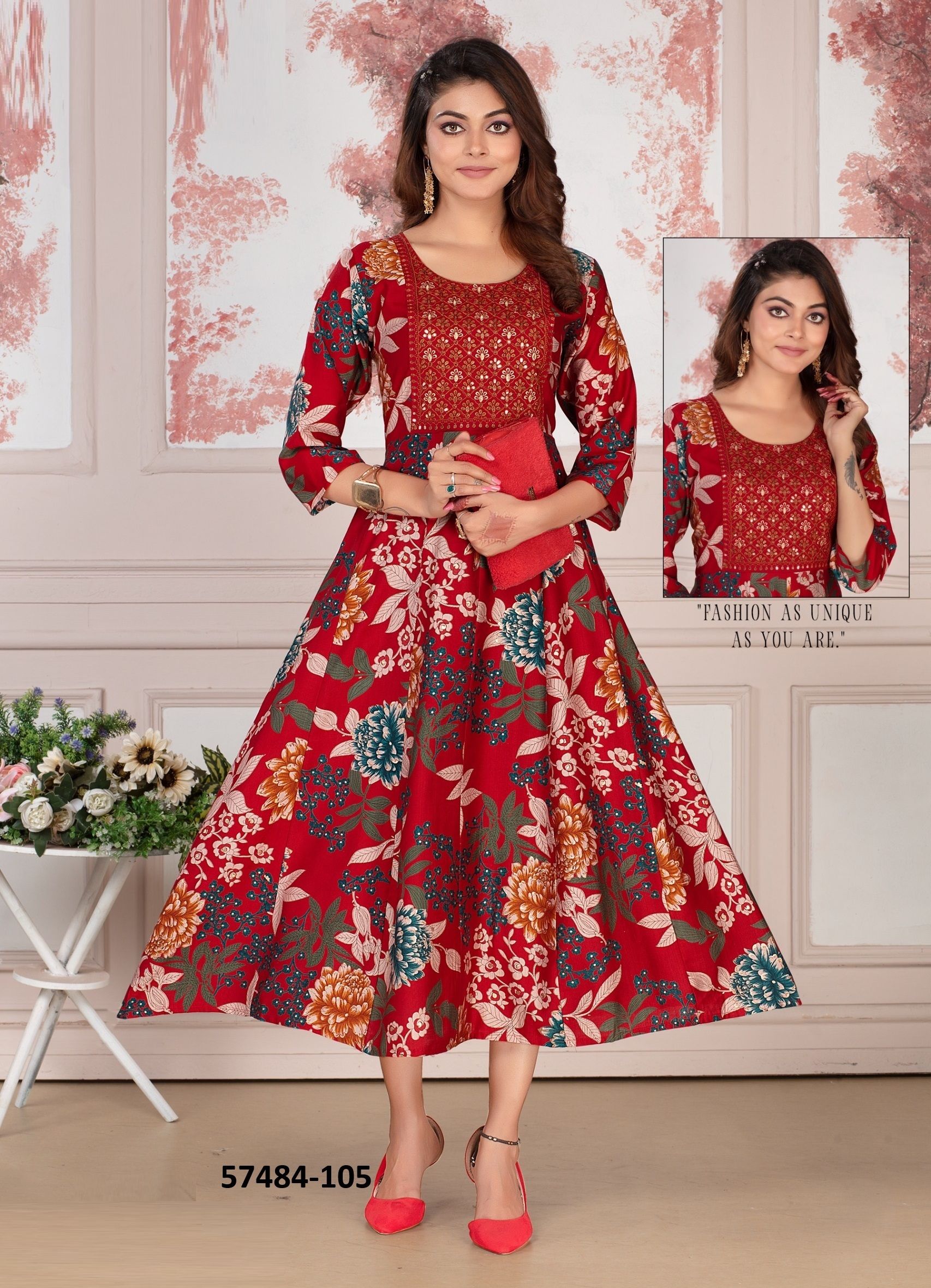 ANGEL - Catalog # 57484 (Set of 6 Readymade Women's Kurtis / Tops) by Brand DEE CEE