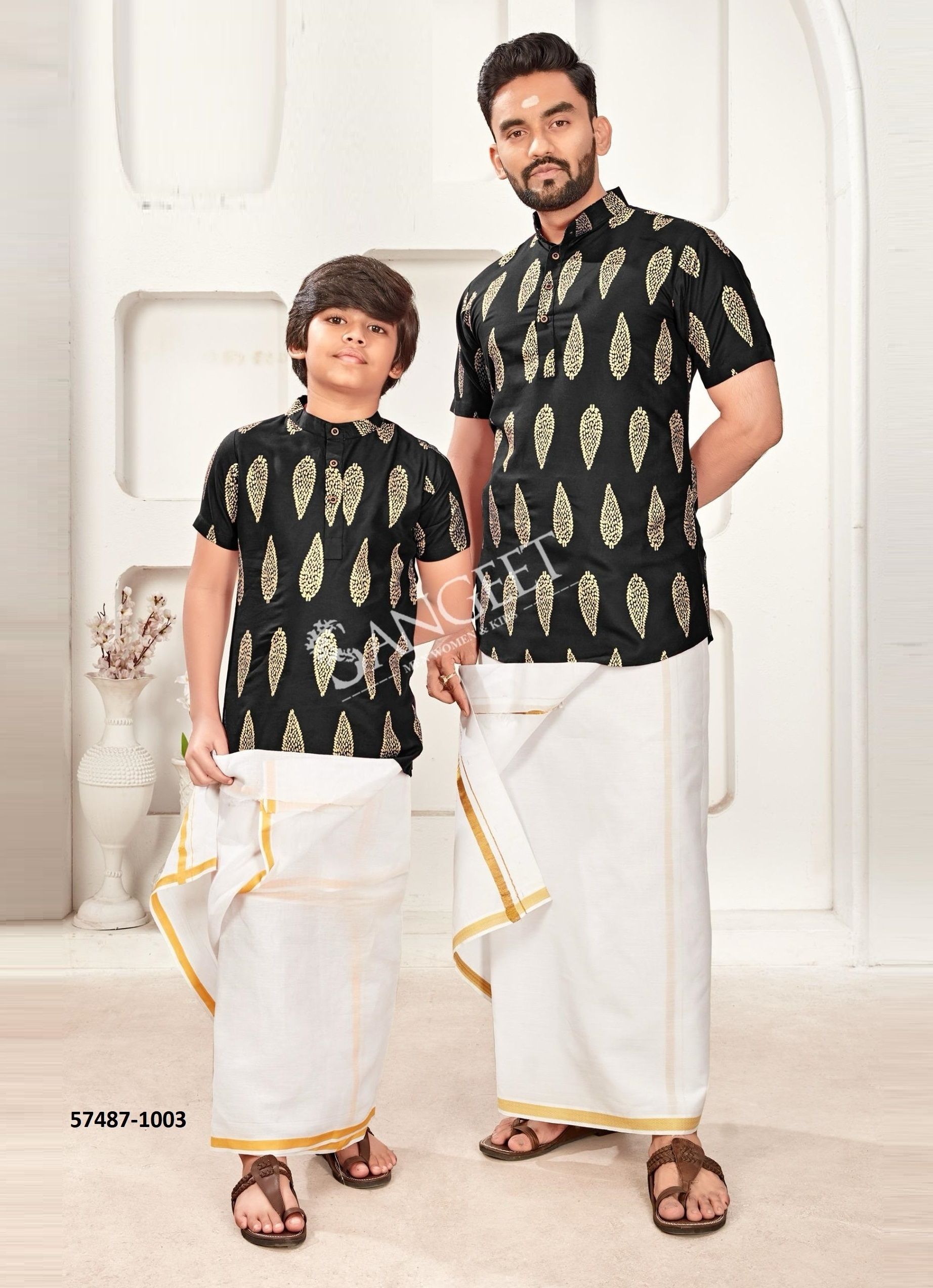 LUNGI STYLE 17 - Catalog # 57487 (Set of 6 Men's Ethnic Wear) by Brand STROLLAY ®