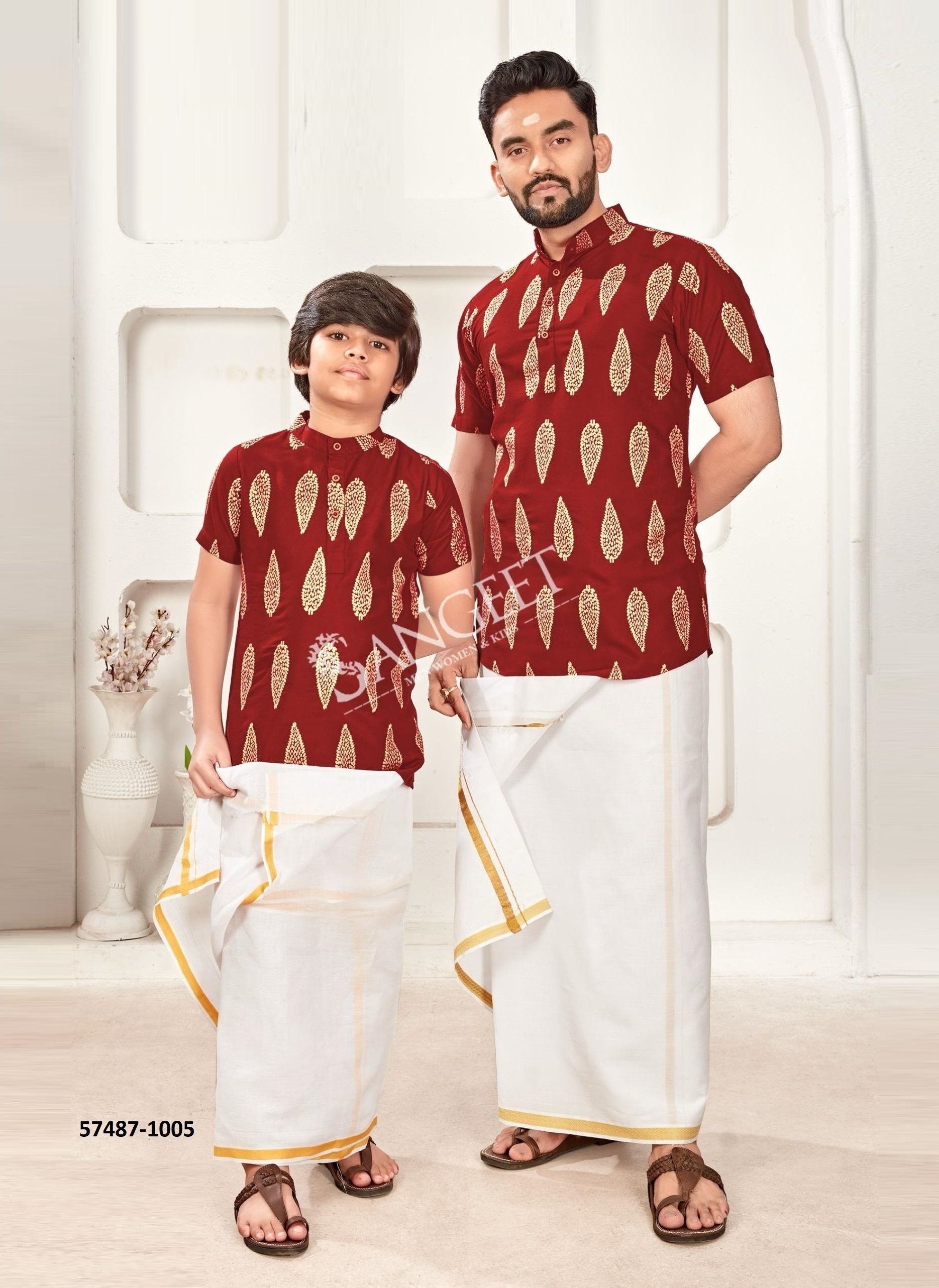 LUNGI STYLE 17 - Catalog # 57487 (Set of 6 Men's Ethnic Wear) by Brand STROLLAY ®