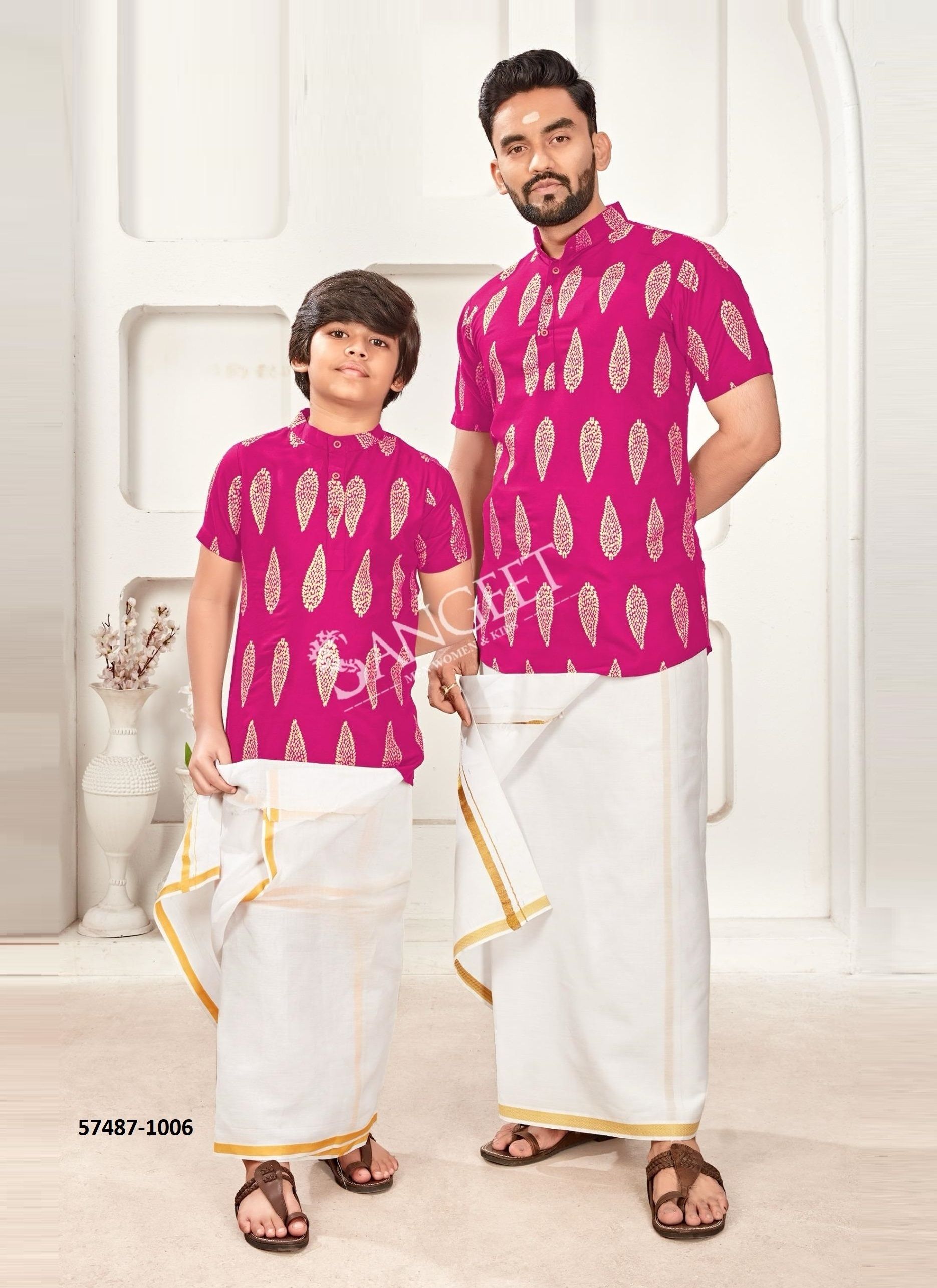 LUNGI STYLE 17 - Catalog # 57487 (Set of 6 Men's Ethnic Wear) by Brand STROLLAY ®