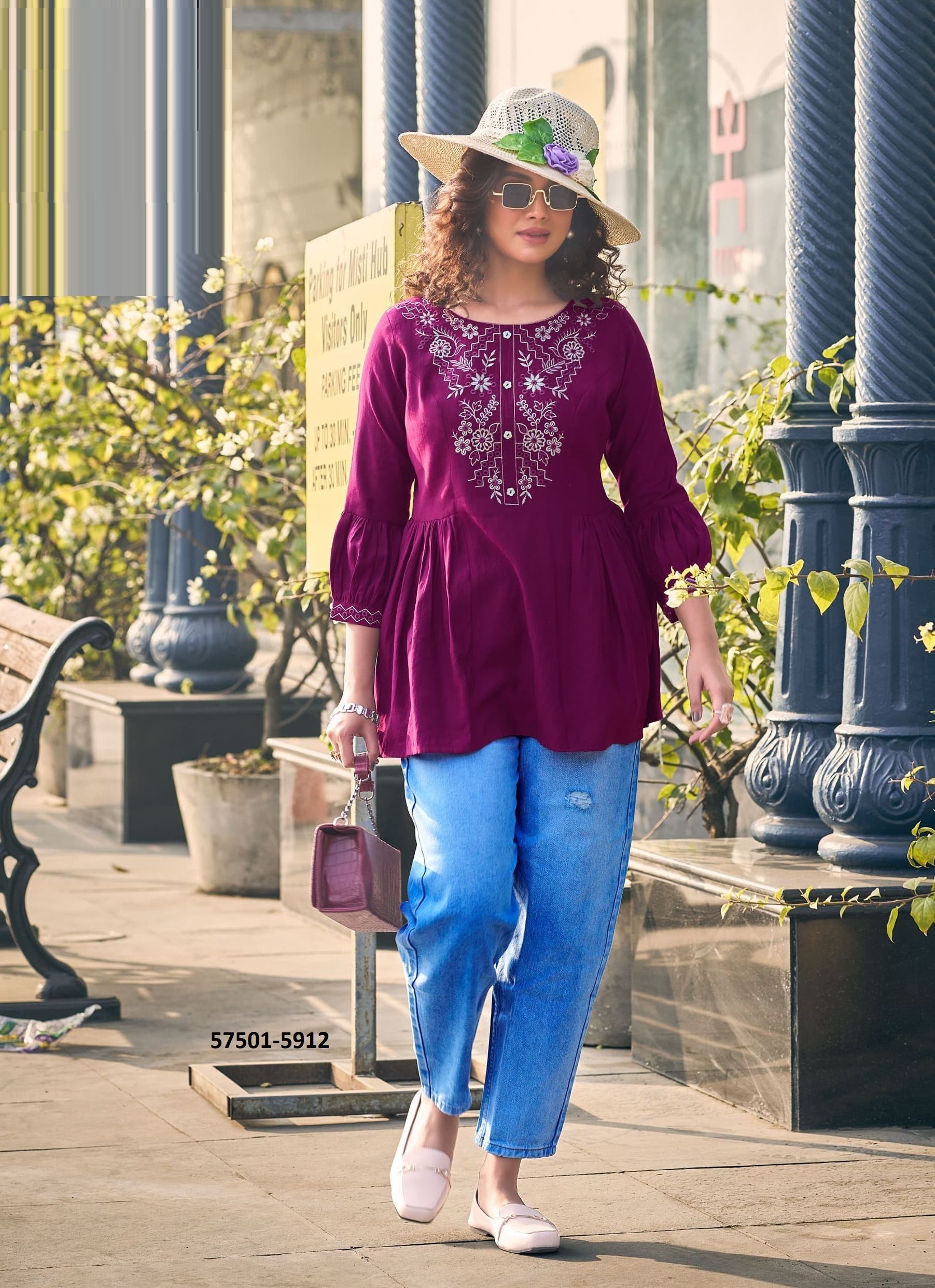 GRACE - Catalog # 57501 (Set of 4 Readymade Women's Kurtis / Tops) by Brand LYMI BY RANGOON GRACE - Catalog # 57501 (Set of 4 Readymade Women's Kurtis / Tops) by Brand LYMI BY RANGOON