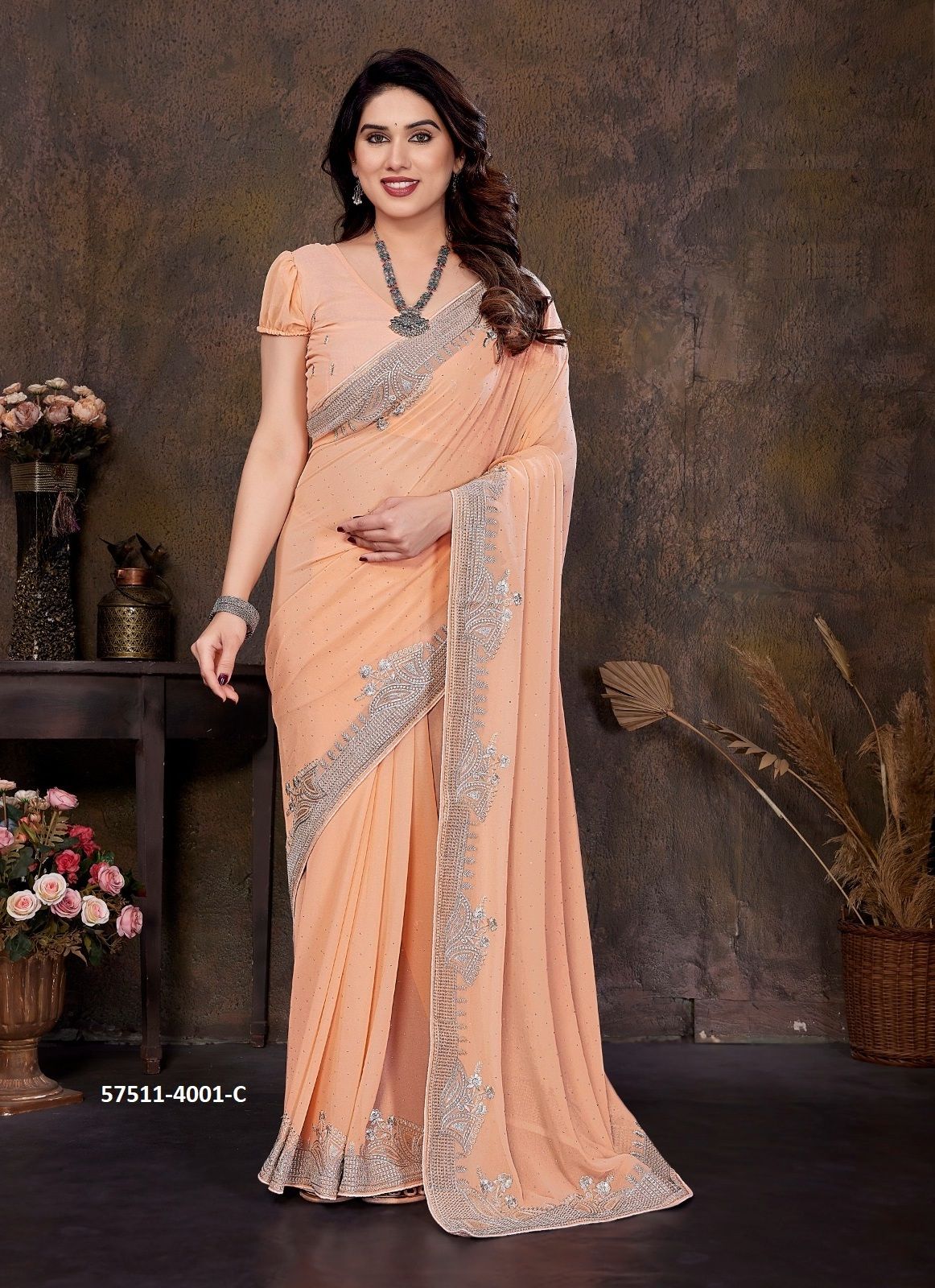 SERIES 4001 - Catalog # 57511 (Set of 4 Sarees) by Brand JAYSHREE