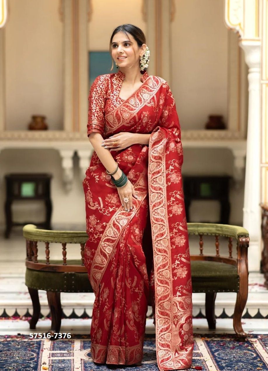 SILK JACQUARD BEAUTY - Catalog # 57516 (Set of 9 Sarees) by Brand STROLLAY ®