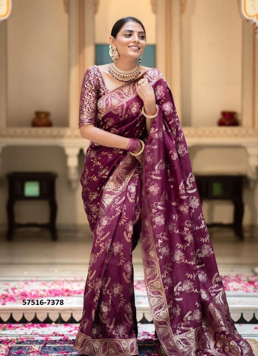 SILK JACQUARD BEAUTY - Catalog # 57516 (Set of 9 Sarees) by Brand STROLLAY ®