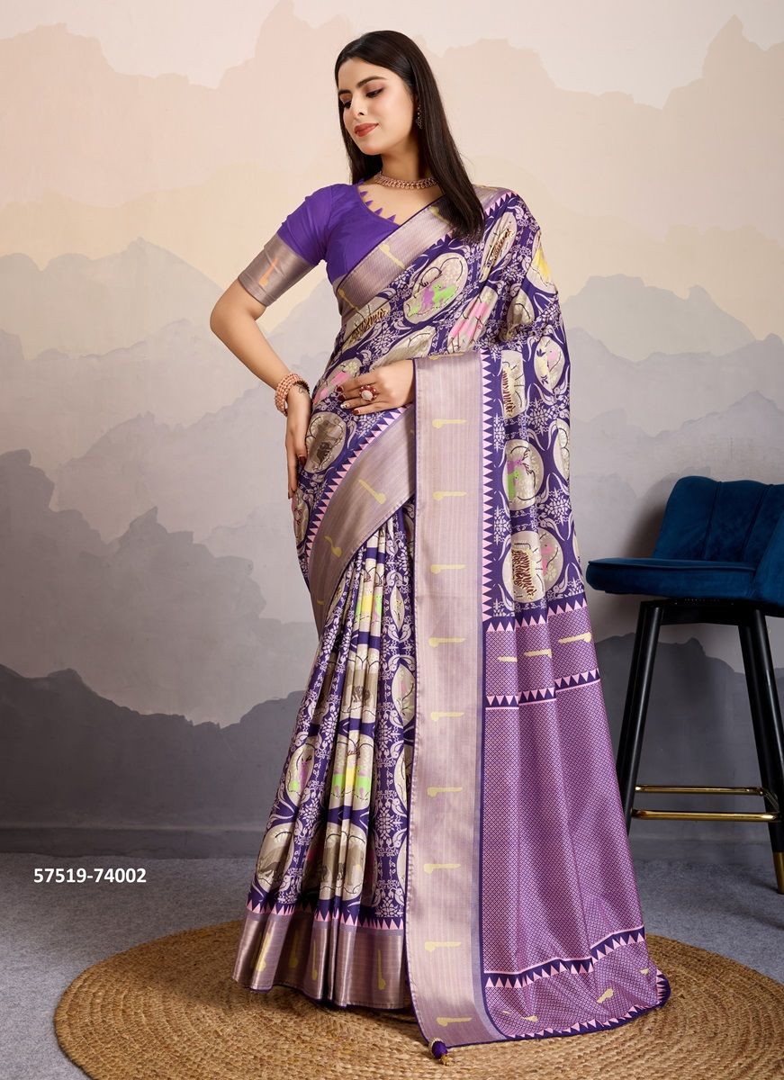 MRIGA PATOLA - Catalog # 57519 (Set of 6 Sarees) by Brand S-ETHNIC LIFESTYLE
