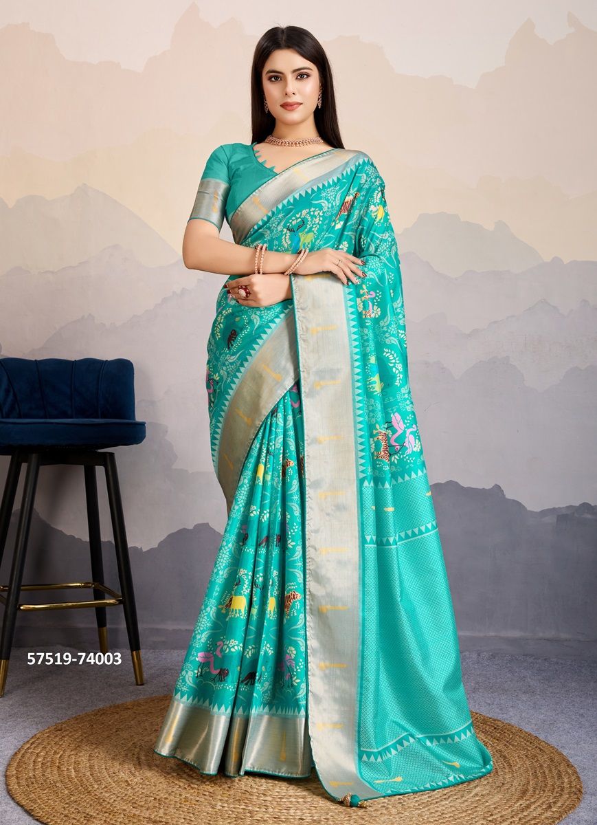 MRIGA PATOLA - Catalog # 57519 (Set of 6 Sarees) by Brand S-ETHNIC LIFESTYLE