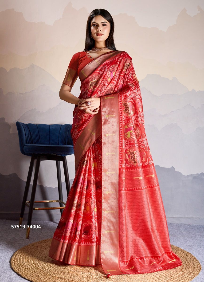 MRIGA PATOLA - Catalog # 57519 (Set of 6 Sarees) by Brand S-ETHNIC LIFESTYLE