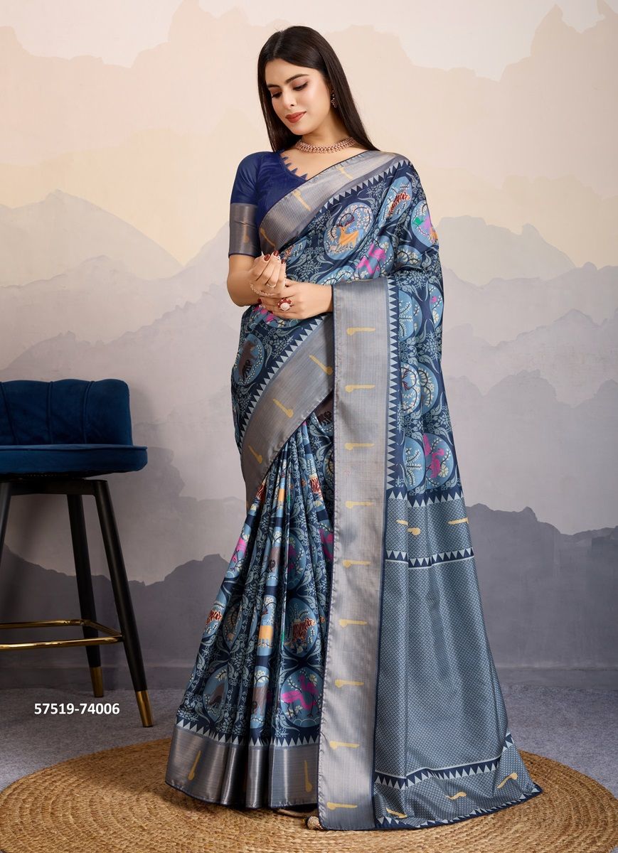 MRIGA PATOLA - Catalog # 57519 (Set of 6 Sarees) by Brand S-ETHNIC LIFESTYLE