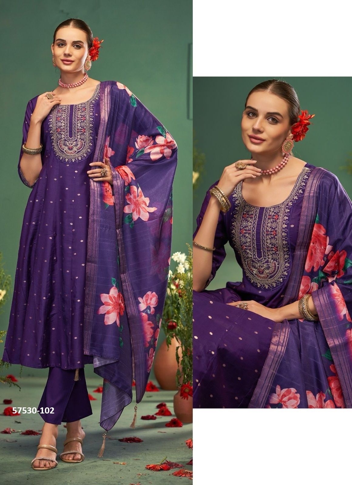 KRITIKA - Catalog # 57530 (Set of 4 Readymade Salwar Suits) by Brand BLUE HILLS