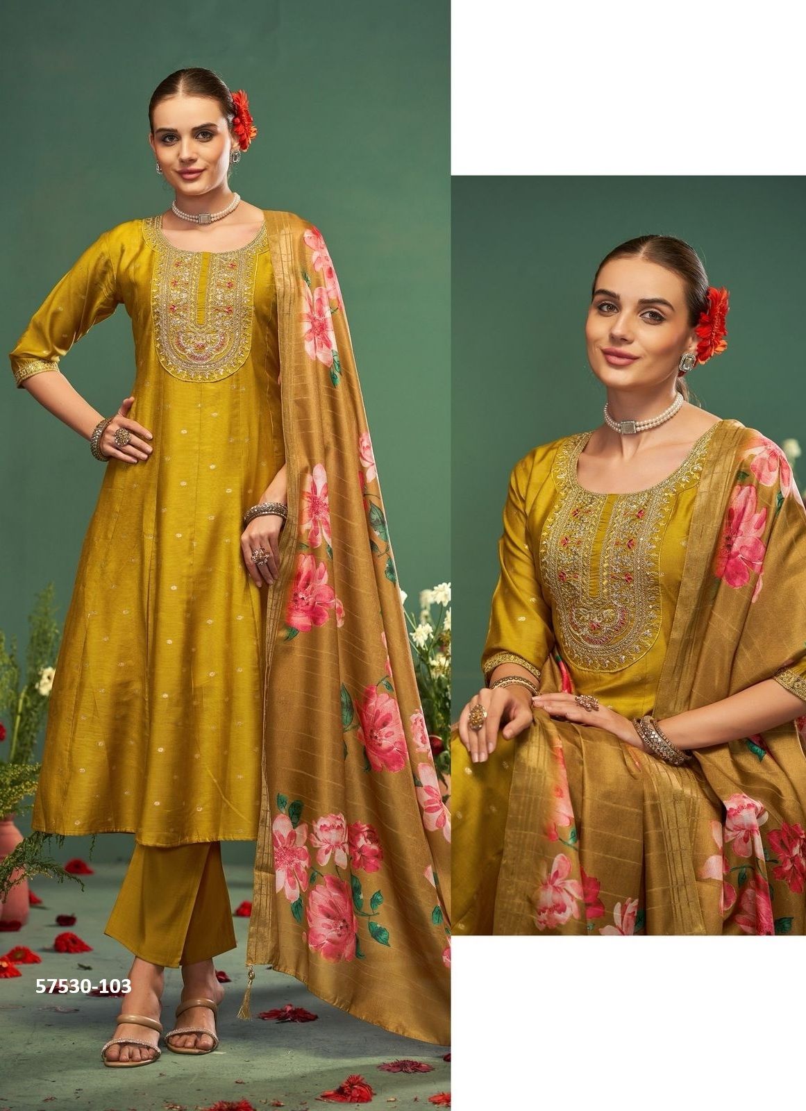 KRITIKA - Catalog # 57530 (Set of 4 Readymade Salwar Suits) by Brand BLUE HILLS