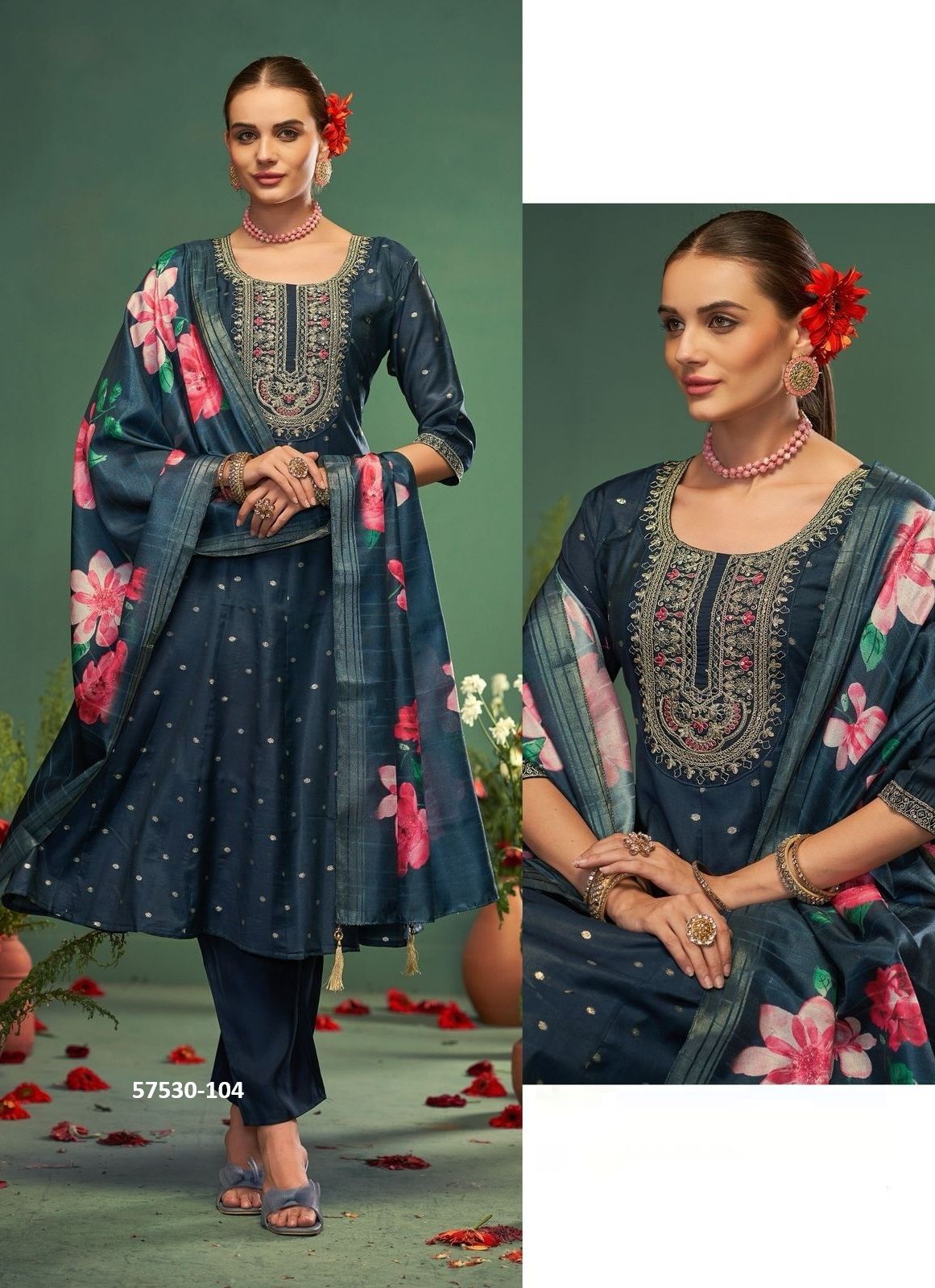 KRITIKA - Catalog # 57530 (Set of 4 Readymade Salwar Suits) by Brand BLUE HILLS