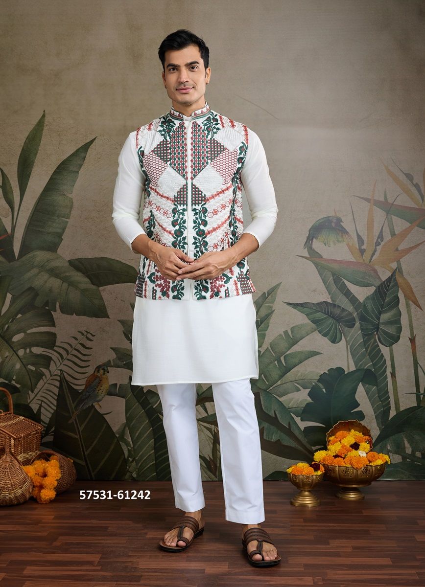 RAJWADI ATTIRE 2 - Catalog # 57531 (Set of 5 Men's Ethnic Wear) by Brand STROLLAY ®