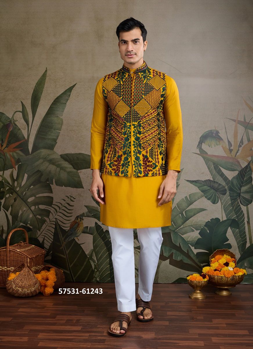 RAJWADI ATTIRE 2 - Catalog # 57531 (Set of 5 Men's Ethnic Wear) by Brand STROLLAY ®