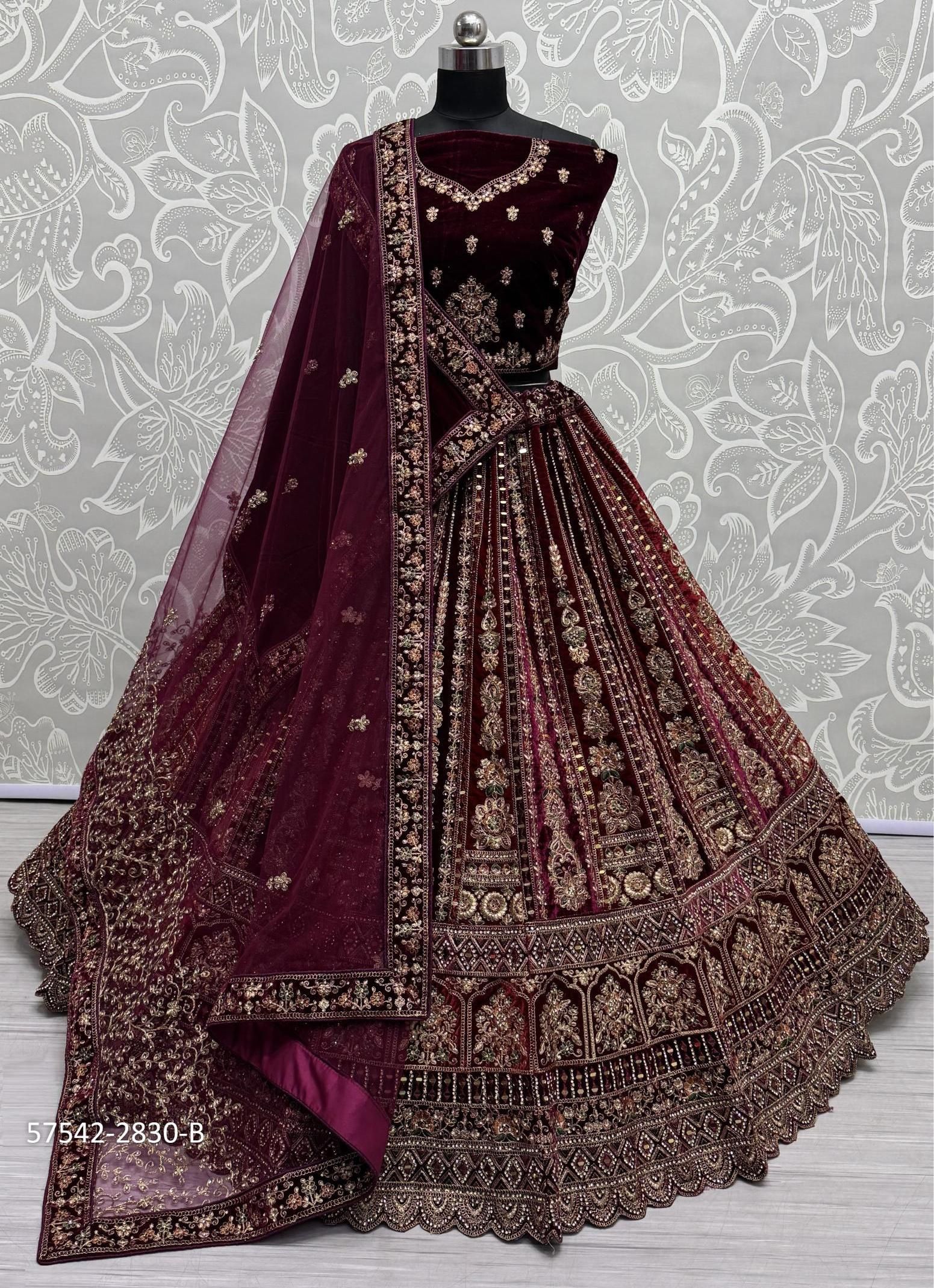 SERIES 2830-2842 - Catalog # 57542 (Set of 25 Semi-Stitched Lehengas) by Brand STROLLAY ®