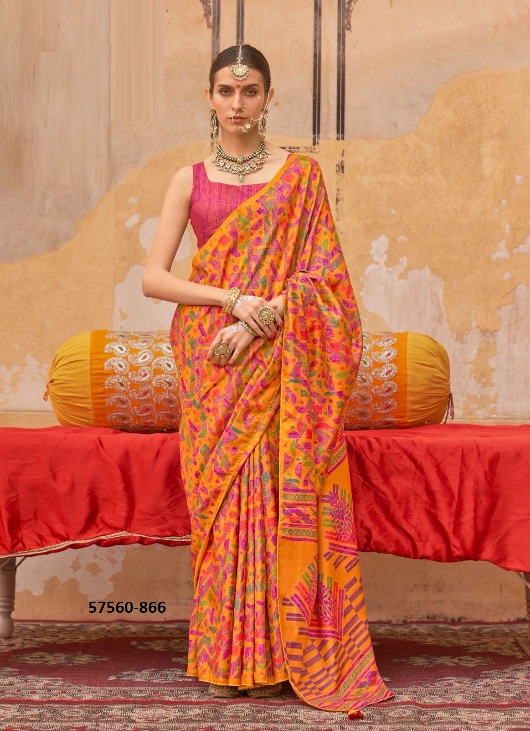 RAG MALHARI - Catalog # 57560 (Set of 6 Sarees) by Brand KRESHVA