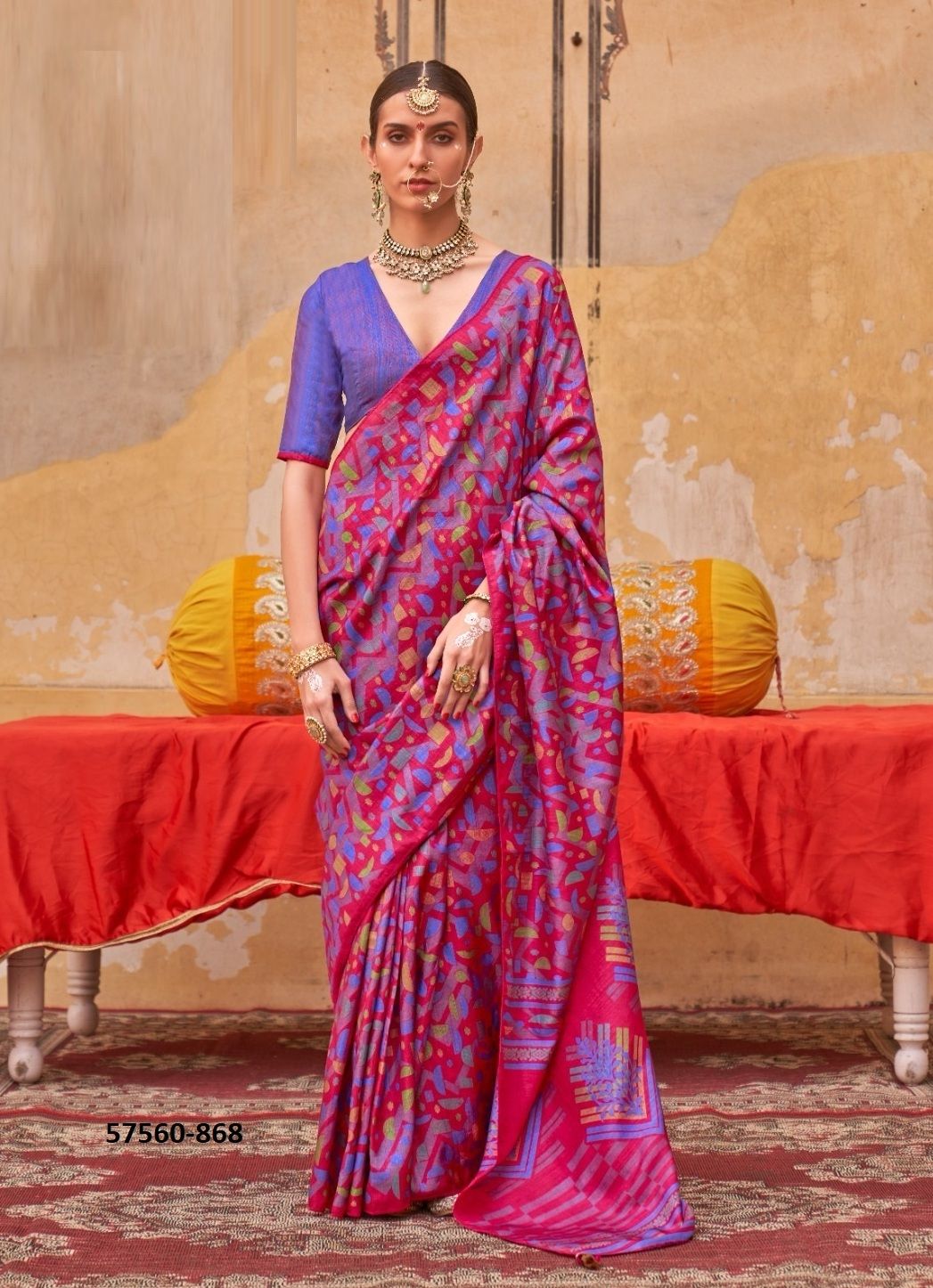 RAG MALHARI - Catalog # 57560 (Set of 6 Sarees) by Brand KRESHVA