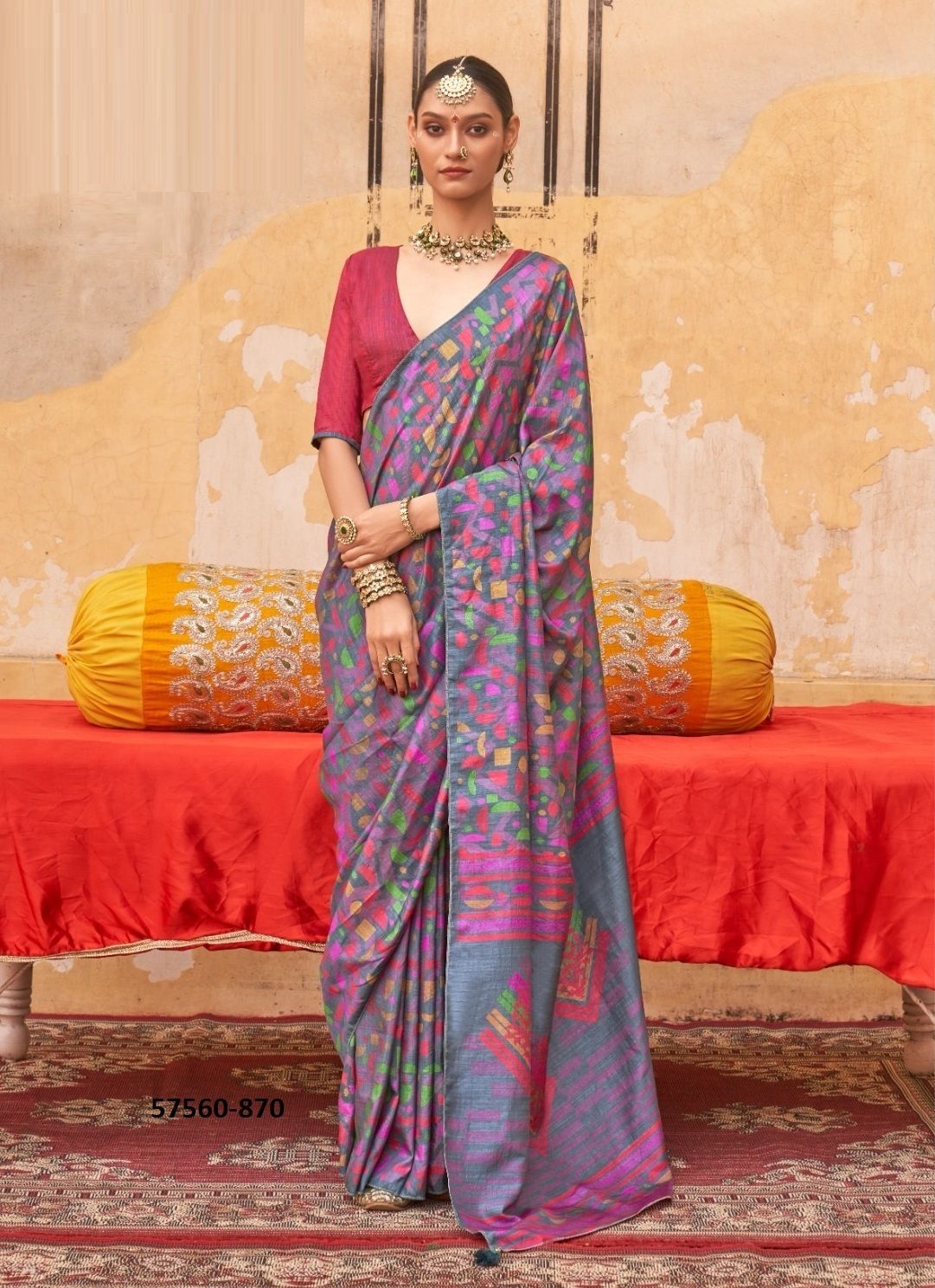 RAG MALHARI - Catalog # 57560 (Set of 6 Sarees) by Brand KRESHVA