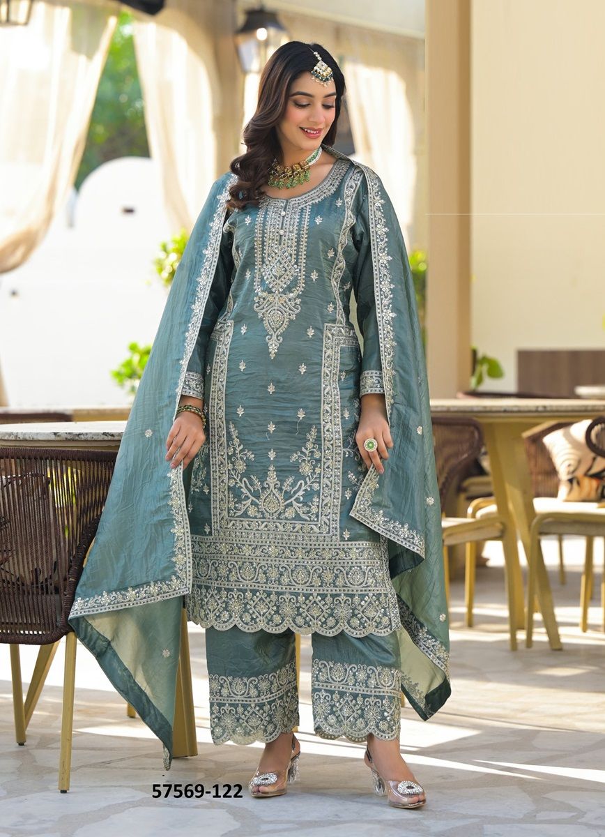 NURAAN - Catalog # 57569 (Set of 4 SIZE-SETS [Readymade Salwar Suits]) by Brand AFSANA